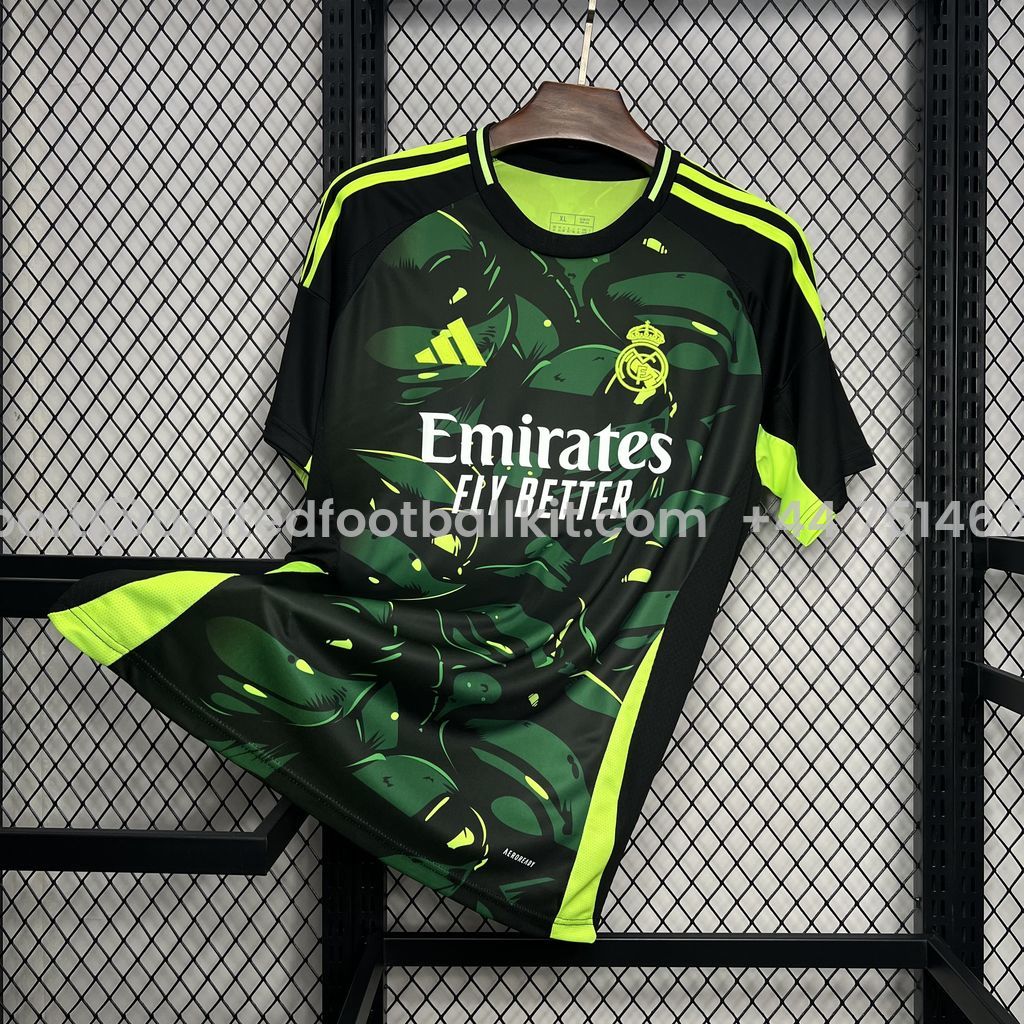 Unitedfootballkit.com | Real Madrid 24-25 Black and Green Turtle Jersey - Fans Version -Customize Name, Number and Patch | Worldwide Shipping