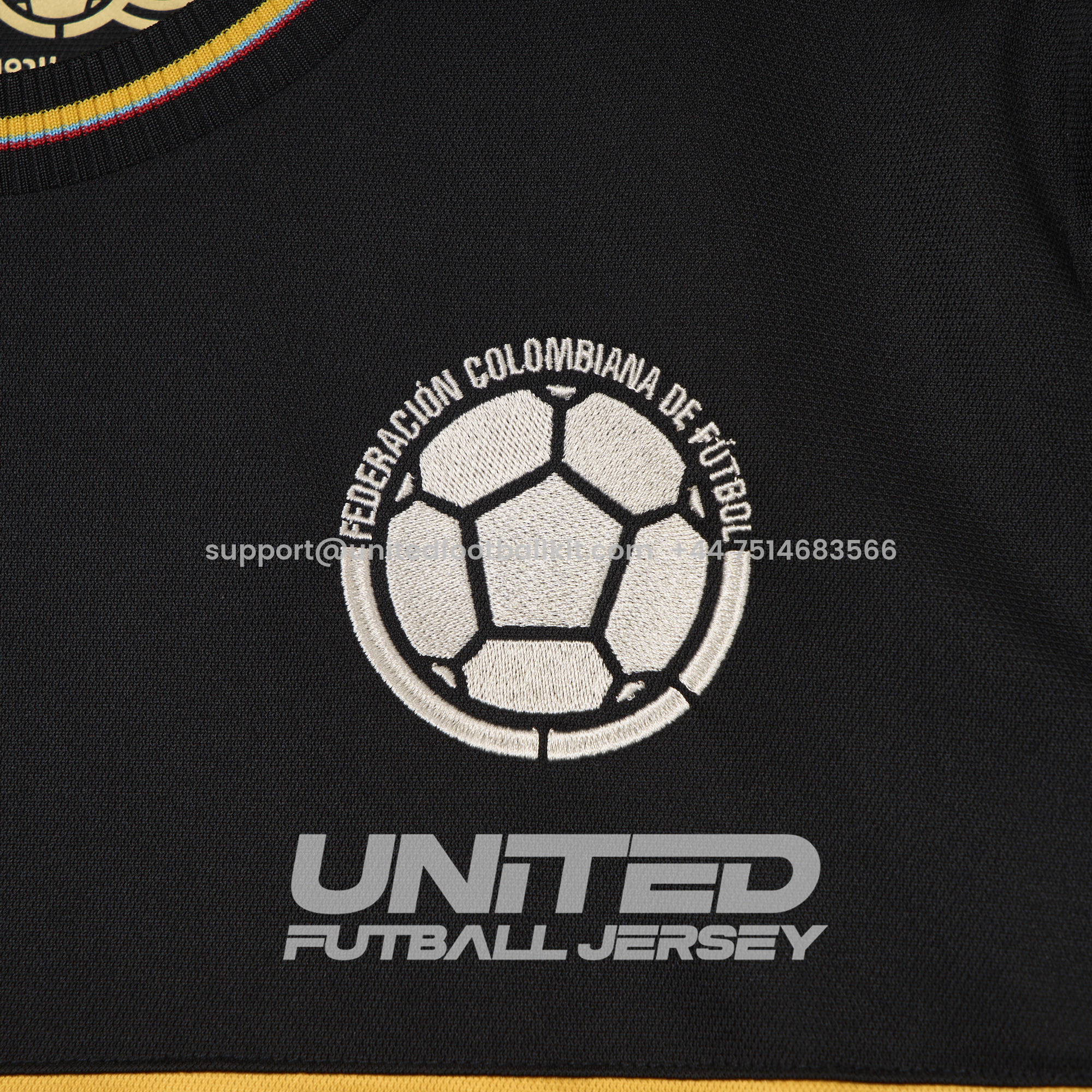 Unitedfootballkit.com | Colombia 2024 100th Anniversary Black Jersey - Fans Version -Customize Name, Number and Patch | Worldwide Shipping