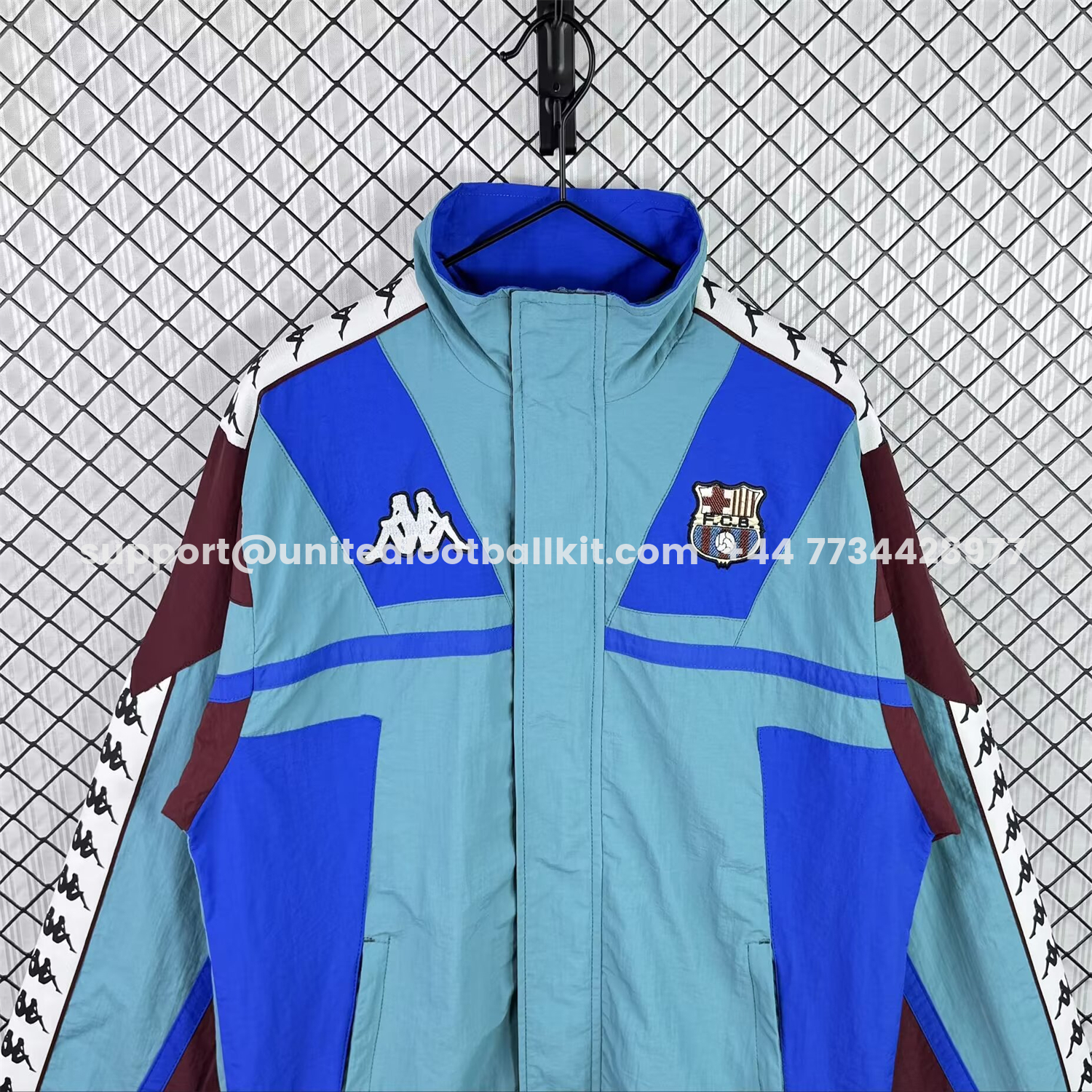 Unitedfootballkit.com | Retro Barcelona 1994-95 Windbreaker Jacket - Blue -Customize Name, Number and Patch | Worldwide Shipping