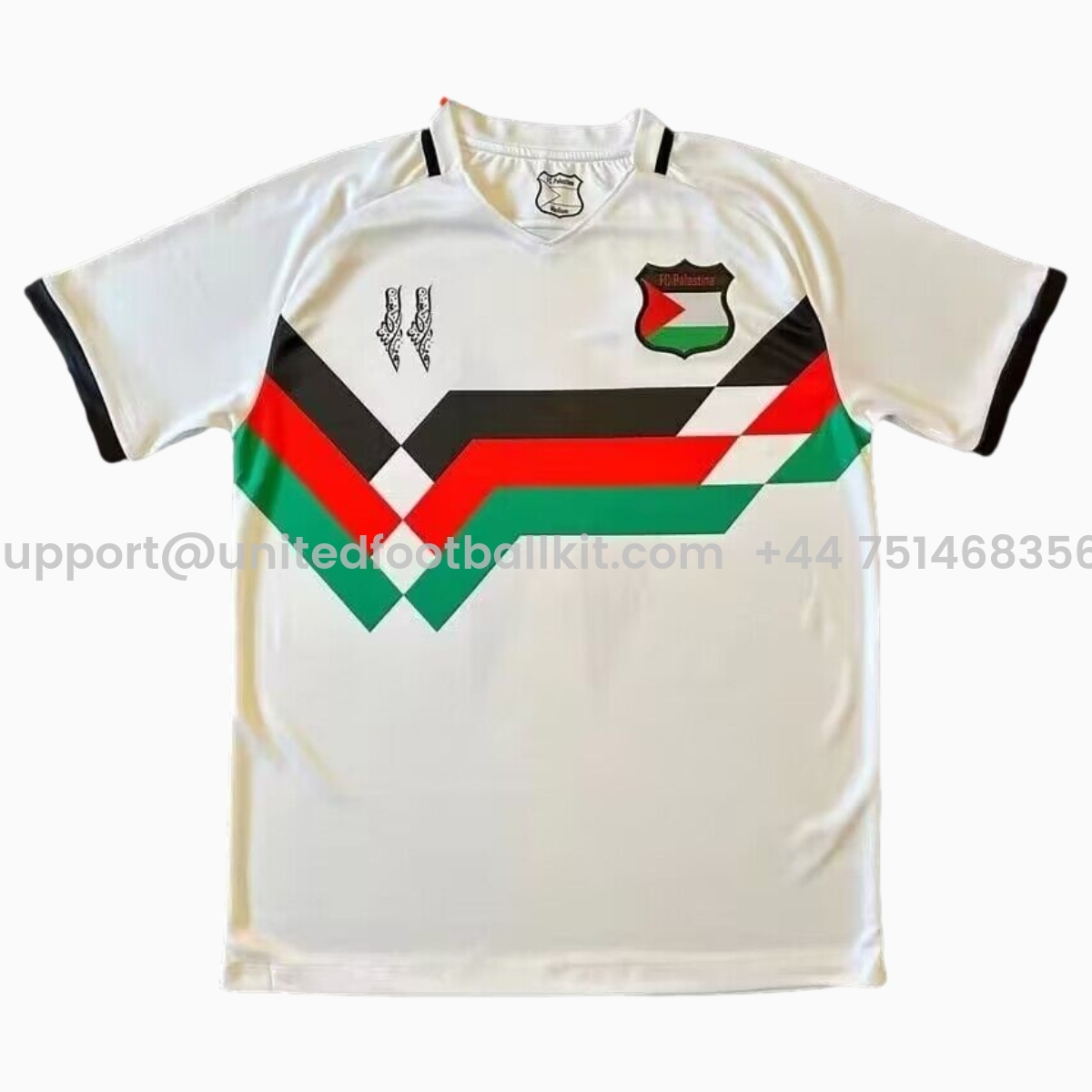 Unitedfootballkit.com | FC Palestina 24 - 25 Vintage Tricolor Jersey - with Patterns on the Back -Customize Name, Number and Patch | Worldwide Shipping