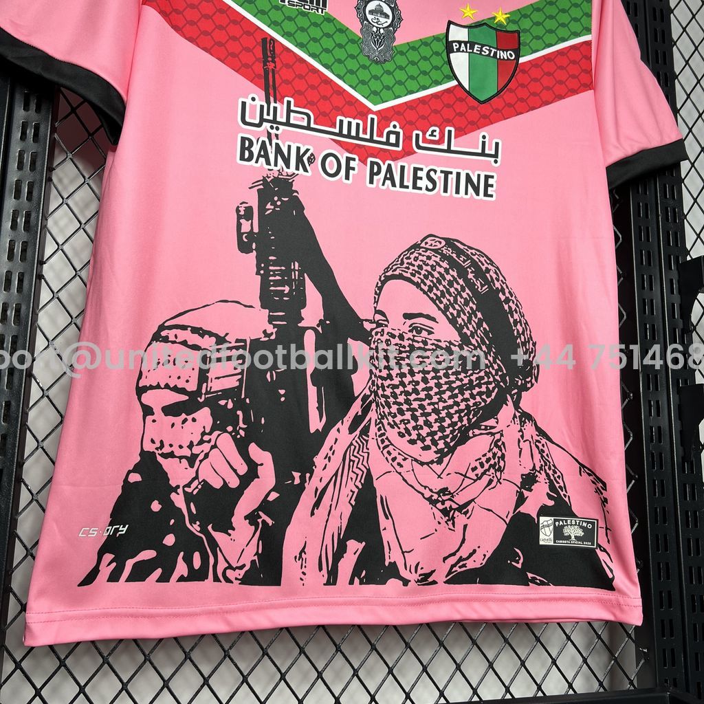 Unitedfootballkit.com | Club Deportivo Palestino 24-25 Pink Graffiti Jersey - Fans Version -Customize Name, Number and Patch | Worldwide Shipping