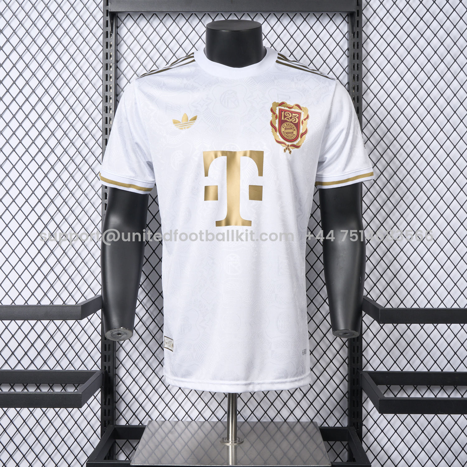 Unitedfootballkit.com | Bayern Munich 2025 White 125th Anniversary Jersey - Player Version -Customize Name, Number and Patch | Worldwide Shipping