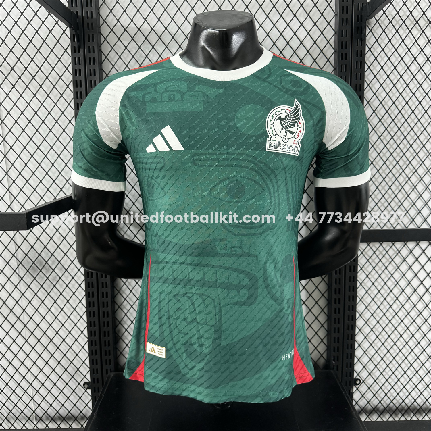Unitedfootballkit.com | Mexico 25-26 Green Human Face Shaped Pattern Special Jersey - Player Version -Customize Name, Number and Patch | Worldwide Shipping