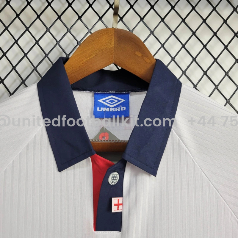 Unitedfootballkit.com | Retro England 1998 Home Stadium Long Sleeve Jersey -Customize Name, Number and Patch | Worldwide Shipping