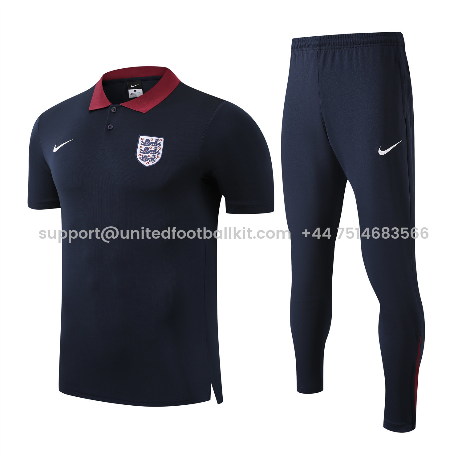 Unitedfootballkit.com | England 25-26 POLO Short-Sleeve Training Set - Deep Blue Top and Pants -Customize Name, Number and Patch | Worldwide Shipping