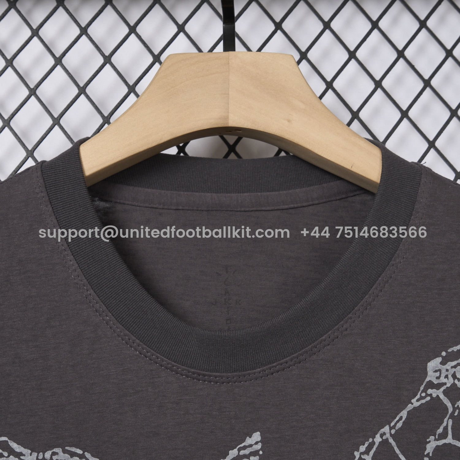 Unitedfootballkit.com | Barcelona x Travis Scott 24-25 Football Eagle Pattern Dark Grey T-shirt -Customize Name, Number and Patch | Worldwide Shipping