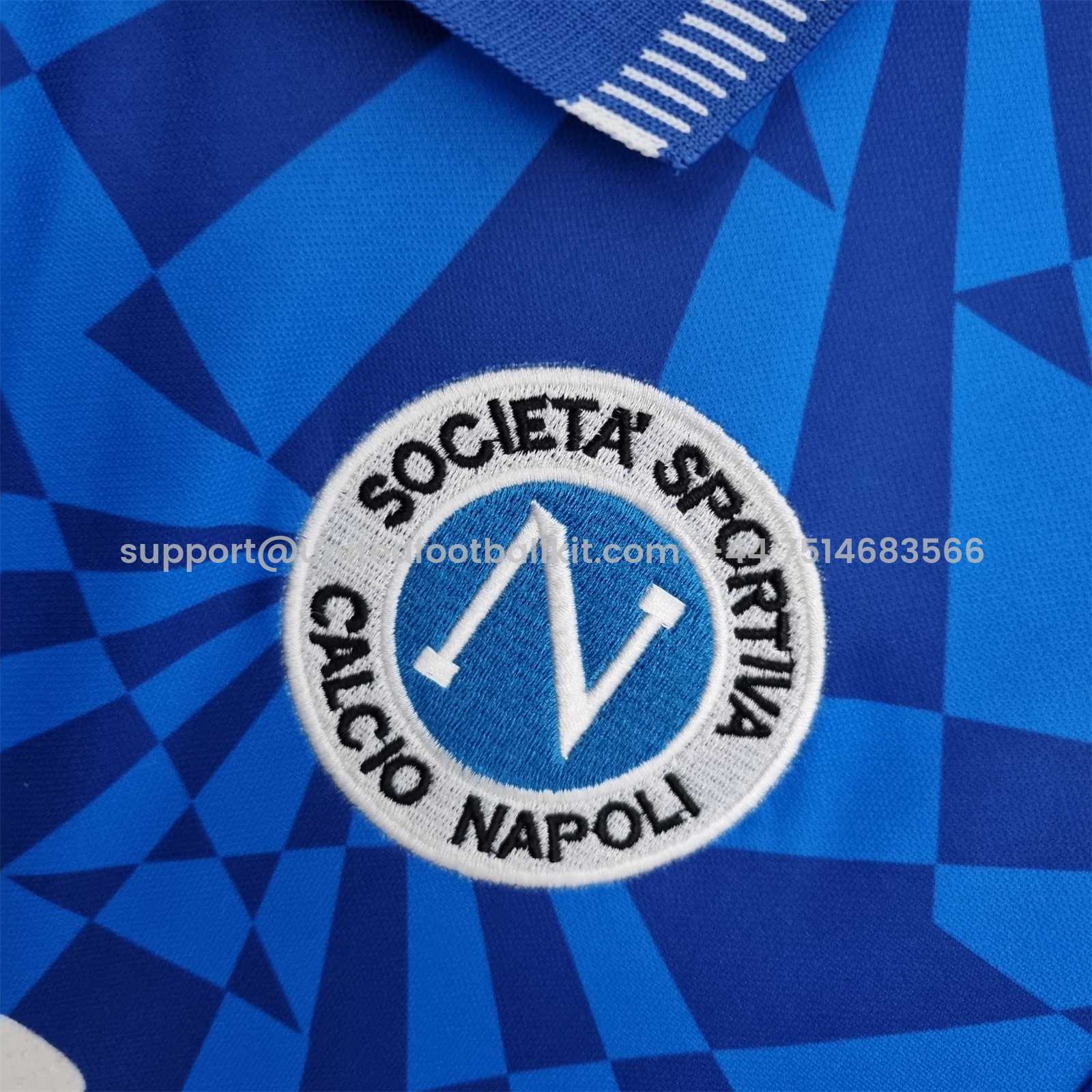 Unitedfootballkit.com | Retro Napoli 1991-93 Home Stadium Jersey -Customize Name, Number and Patch | Worldwide Shipping