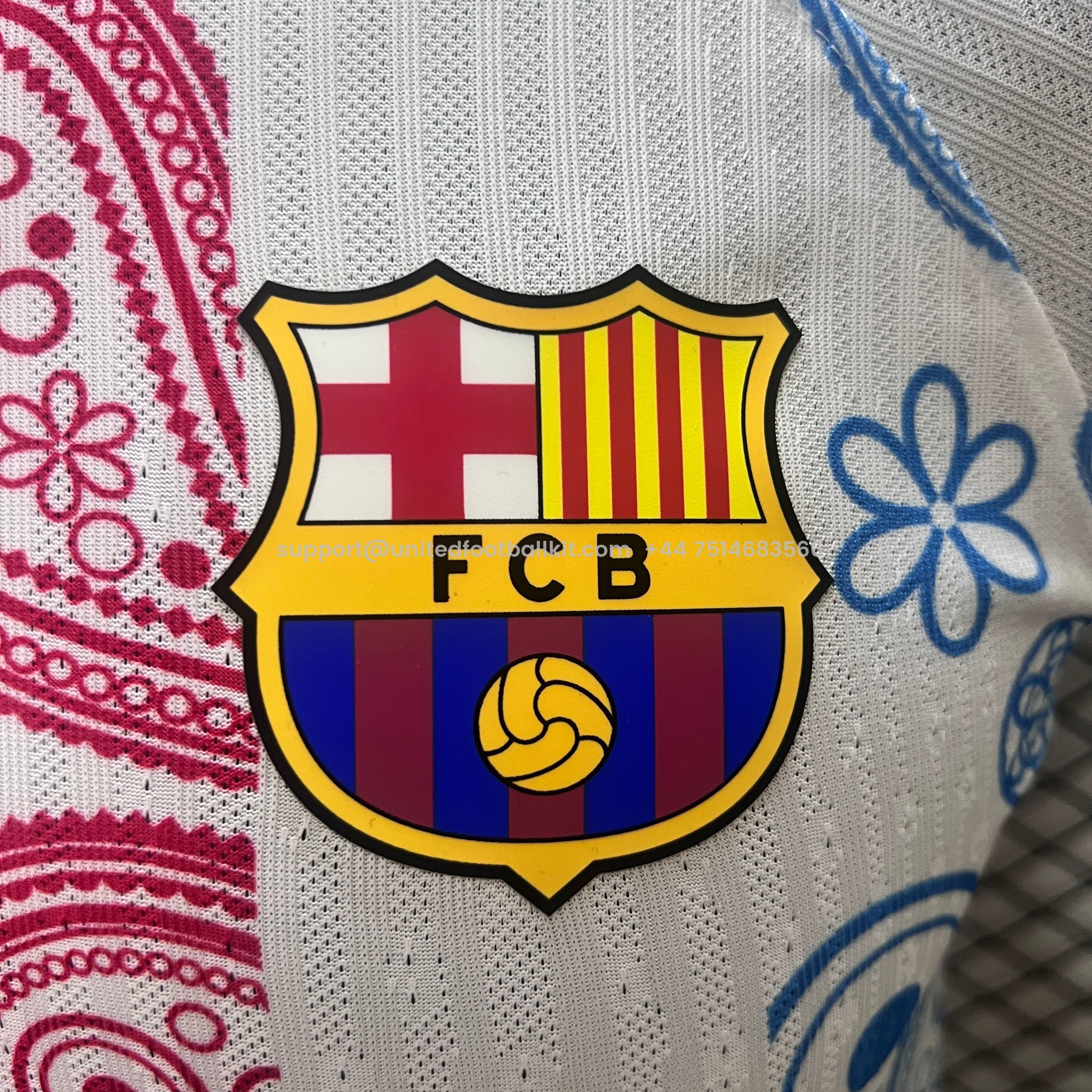 Unitedfootballkit.com | Barcelona 24-25 White Speical Jersey - Player Version -Customize Name, Number and Patch | Worldwide Shipping