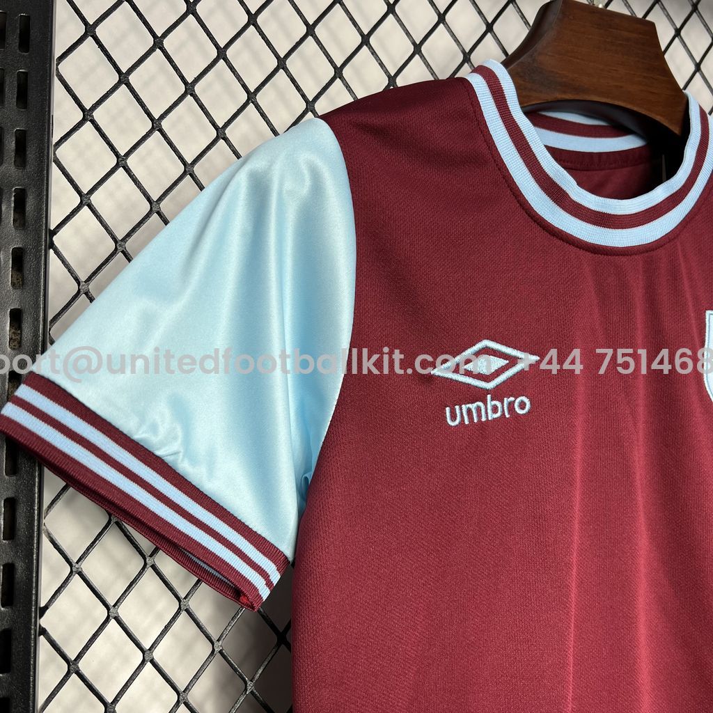 Unitedfootballkit.com | West Ham United 24-25 Home Stadium Kids Kit -Customize Name, Number and Patch | Worldwide Shipping
