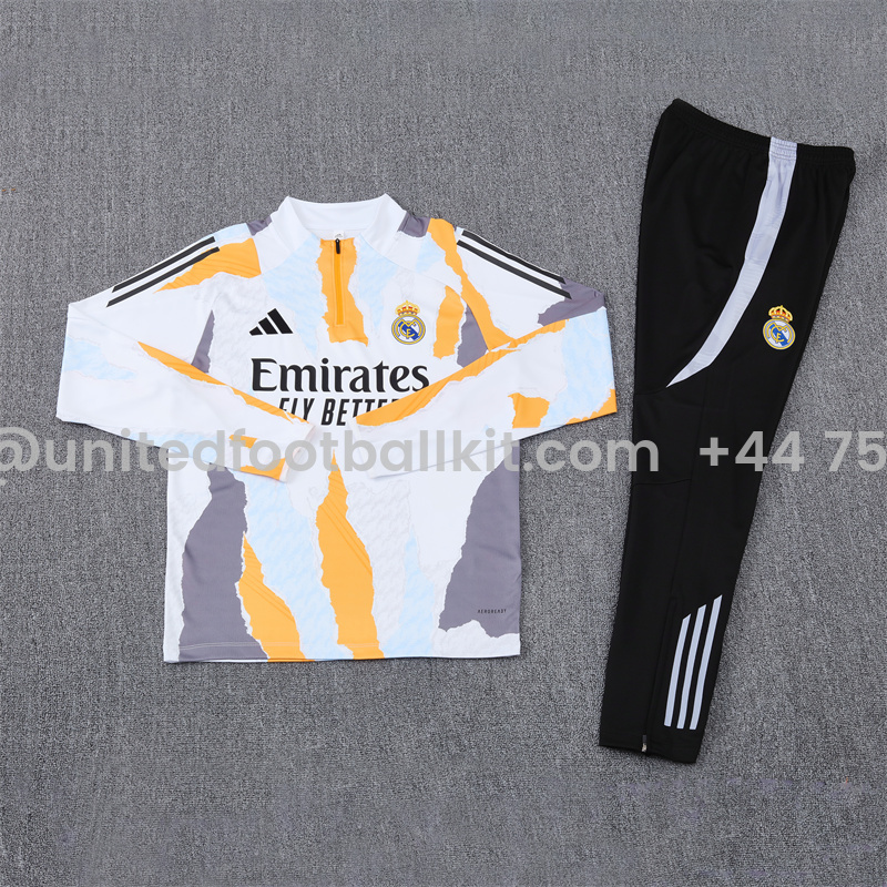 Unitedfootballkit.com | Real Madrid 2025 Long Sleeve Training Set - Three Color Mixing -Customize Name, Number and Patch | Worldwide Shipping