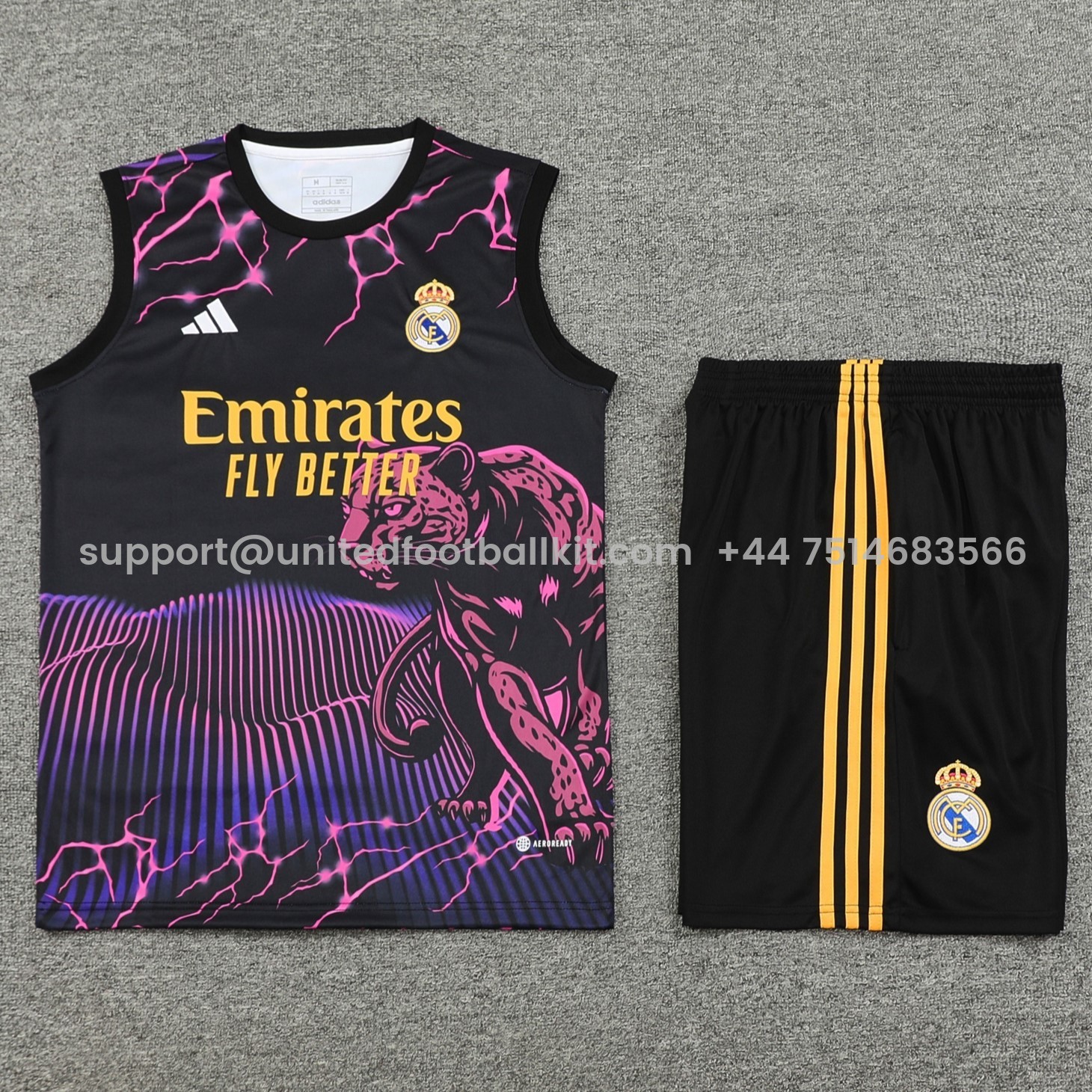 Unitedfootballkit.com | Real Madrid 24-25 Vest Training Set - Purple & Black Leopard -Customize Name, Number and Patch | Worldwide Shipping