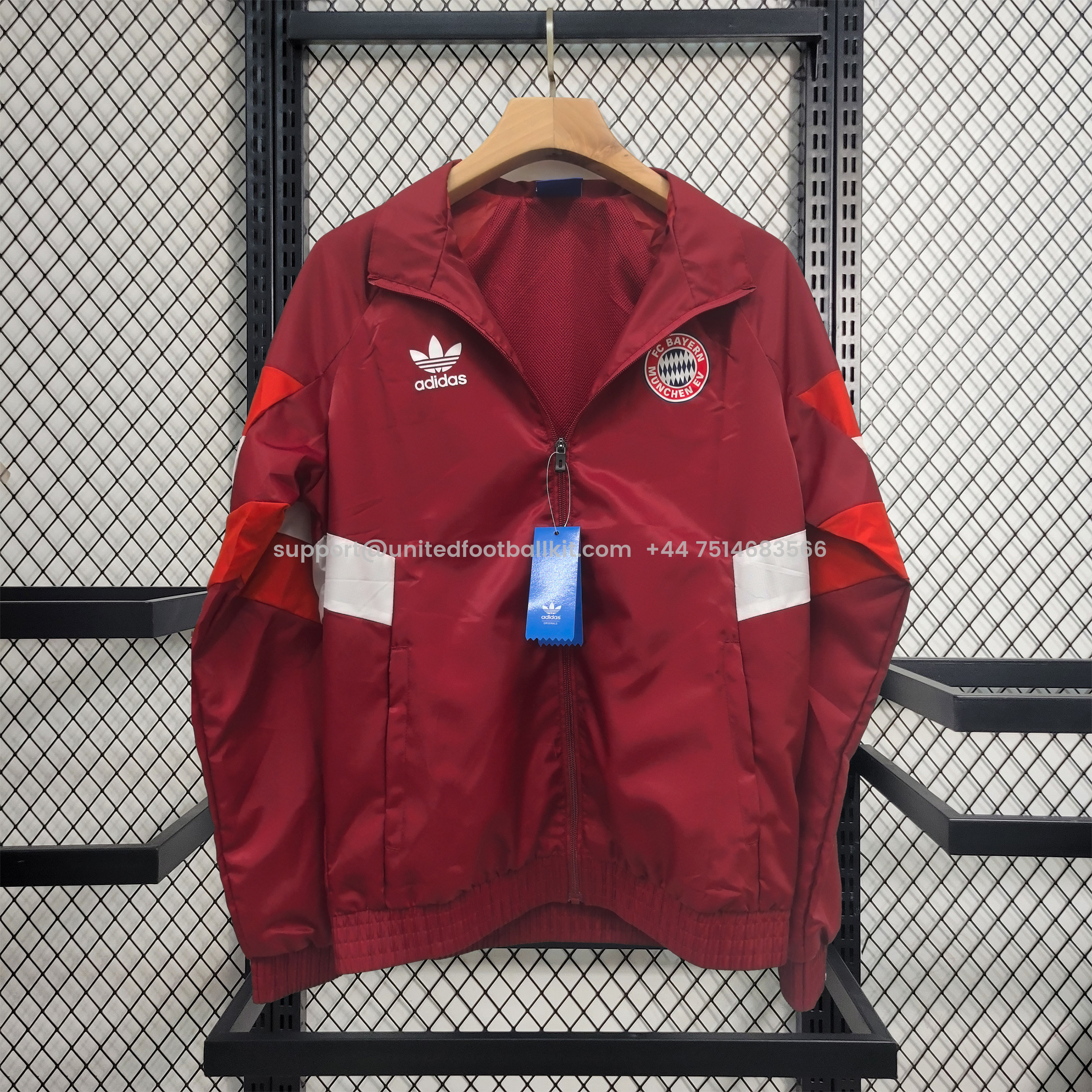 Unitedfootballkit.com | Bayern Munich 24-25 Throwback Windbreaker Jacket - Red -Customize Name, Number and Patch | Worldwide Shipping