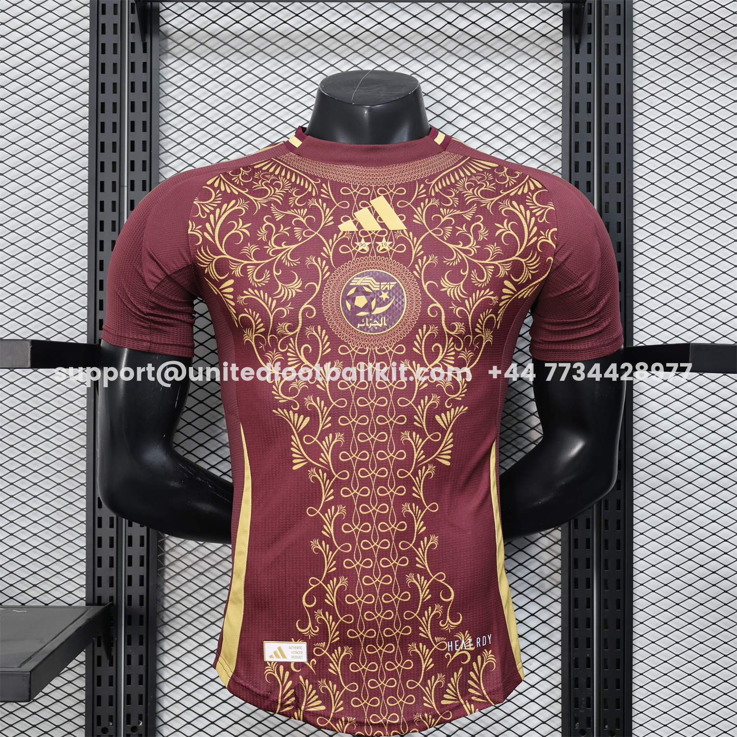 Unitedfootballkit.com | Algeria 25-26 Burgundy Jersey with Chest Pattern Decoration - Player Version -Customize Name, Number and Patch | Worldwide Shipping