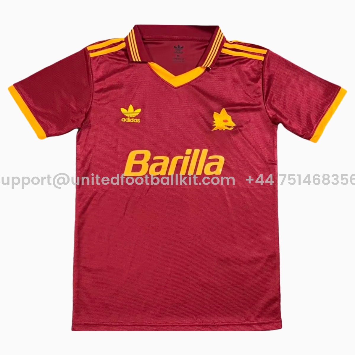 Unitedfootballkit.com | Retro AS Roma 1992-94 Home Jersey -Customize Name, Number and Patch | Worldwide Shipping