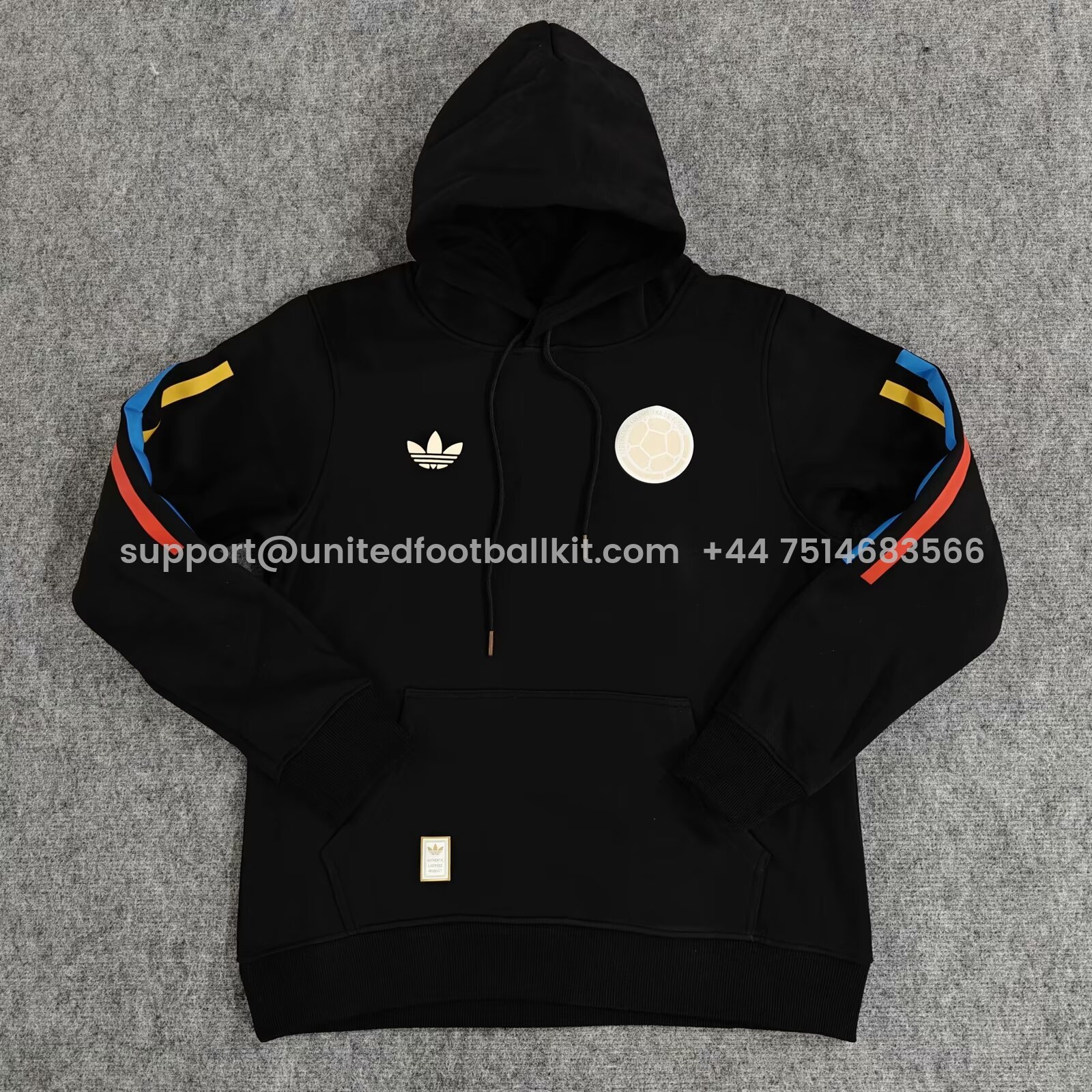 Unitedfootballkit.com | Colombia 2024 100th Anniversary Hooded - Black -Customize Name, Number and Patch | Worldwide Shipping