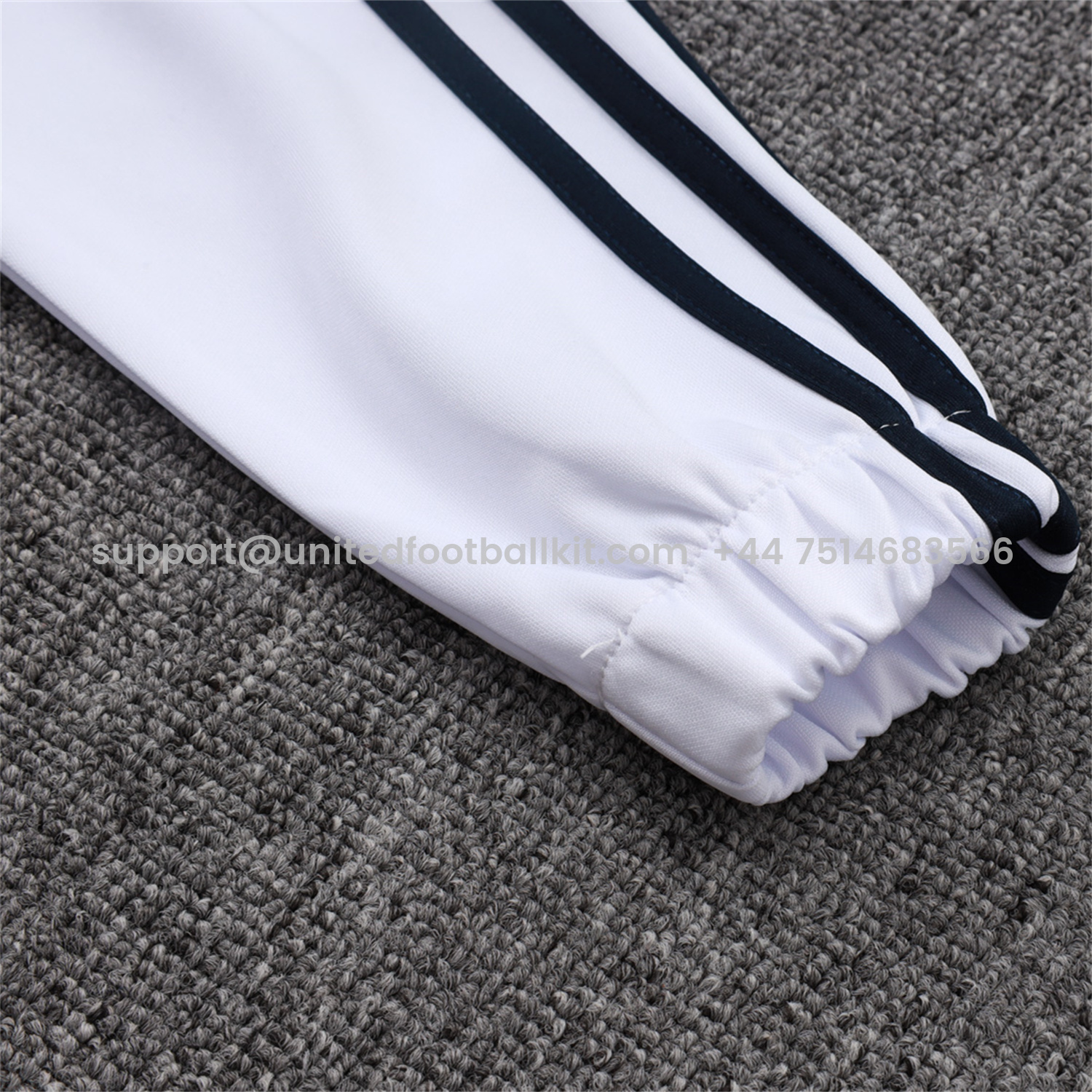 Unitedfootballkit.com | Real Madrid 25-26 Jacket Training Tracksuit - White Throwback Jackets & Black Pants -Customize Name, Number and Patch | Worldwide Shipping