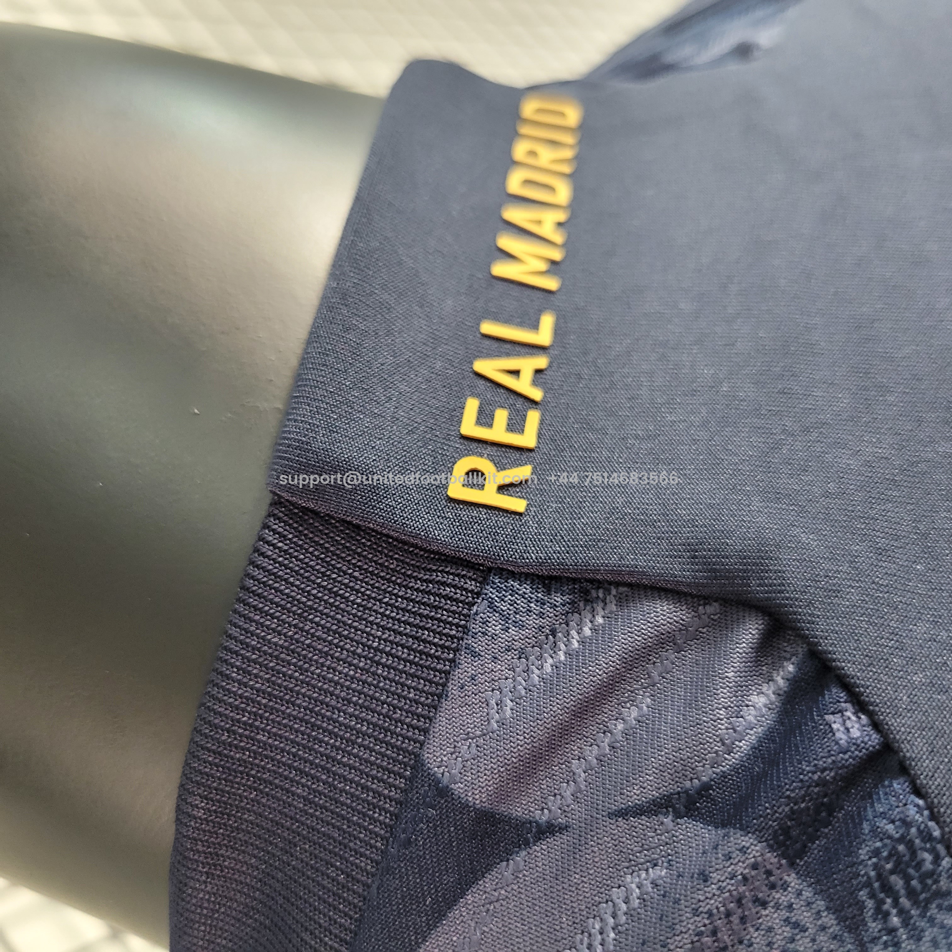 Unitedfootballkit.com | Real Madrid 23-24 Away Blue Jersey - Player Version -Customize Name, Number and Patch | Worldwide Shipping