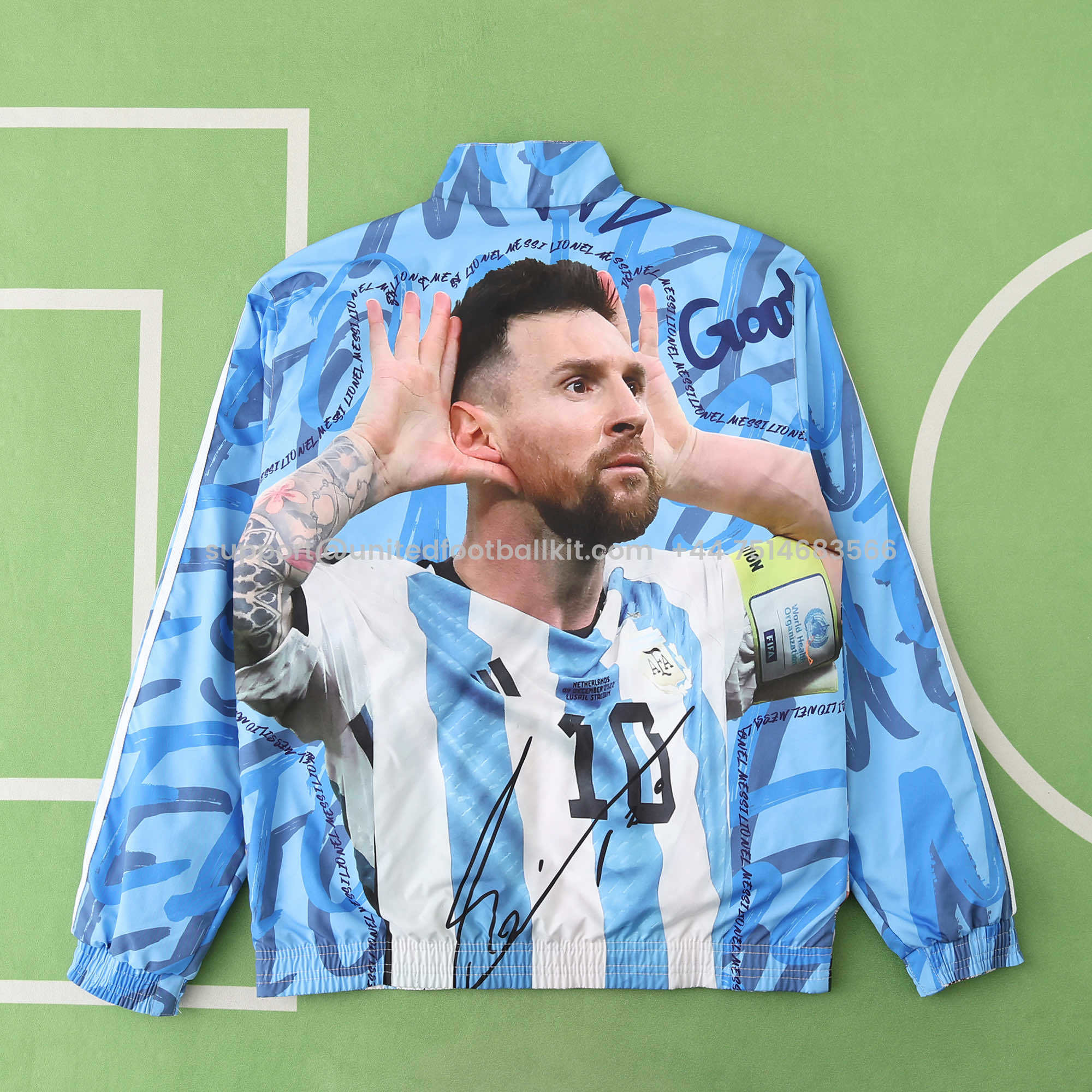 Unitedfootballkit.com | Argentina 24-25 Blue Double Sided Reversible Windbreaker - 2024 Copa America Championship -Customize Name, Number and Patch | Worldwide Shipping