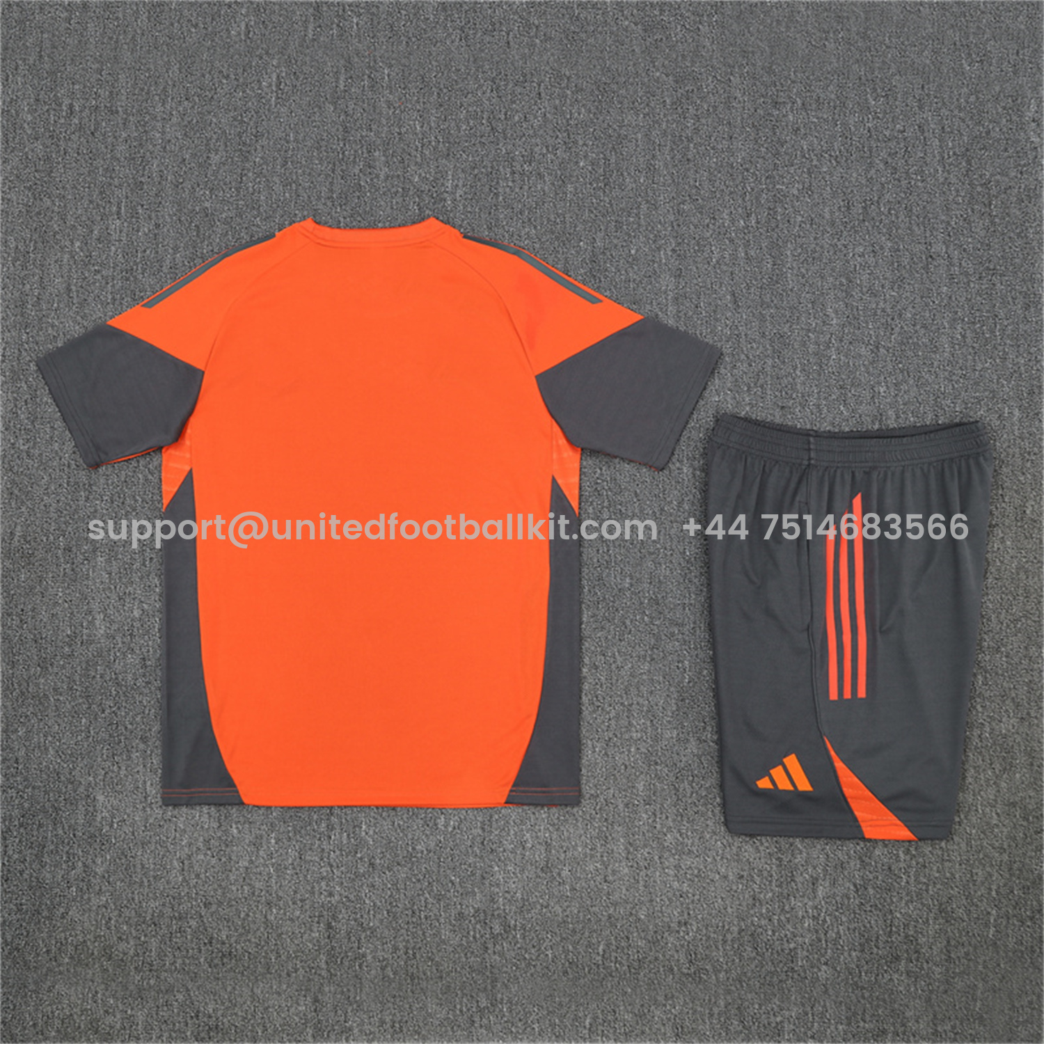 Unitedfootballkit.com | Bayern Munich 25-26 Kids Short-Sleeve Training Set - Orange Top & Gray shorts -Customize Name, Number and Patch | Worldwide Shipping