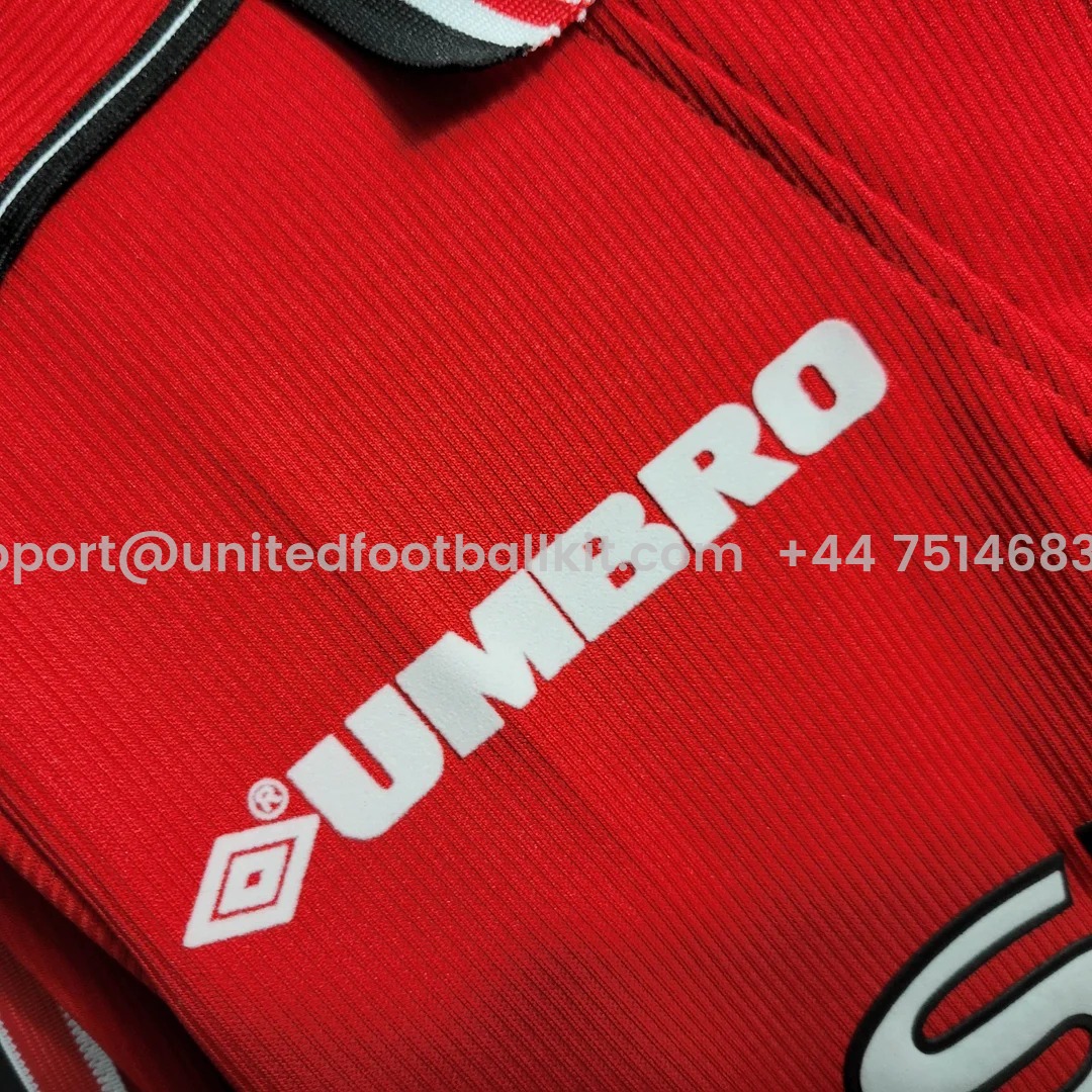 Unitedfootballkit.com | Retro Manchester United 98-99 Home Long Sleeve Jersey -Customize Name, Number and Patch | Worldwide Shipping