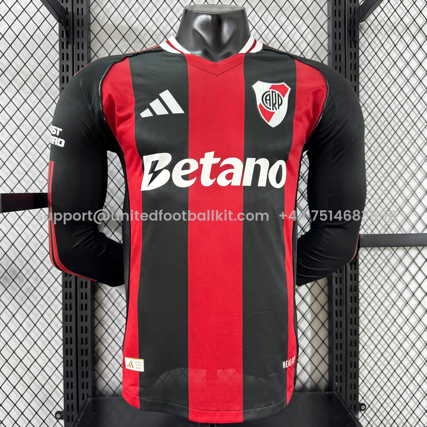 Unitedfootballkit.com | River Plate 25-26 Away Long Sleeves Jersey - Player Version -Customize Name, Number and Patch | Worldwide Shipping