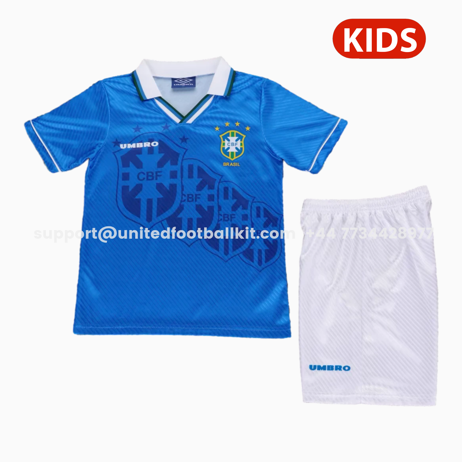 Unitedfootballkit.com | Retro Brazil 1996 Away Kids Kit -Customize Name, Number and Patch | Worldwide Shipping