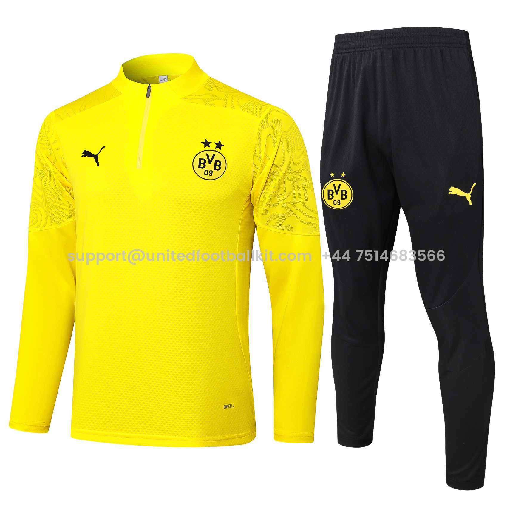 Unitedfootballkit.com | Dortmund 24-25 Long Sleeve Training Set - Player Version - Yellow -Customize Name, Number and Patch | Worldwide Shipping