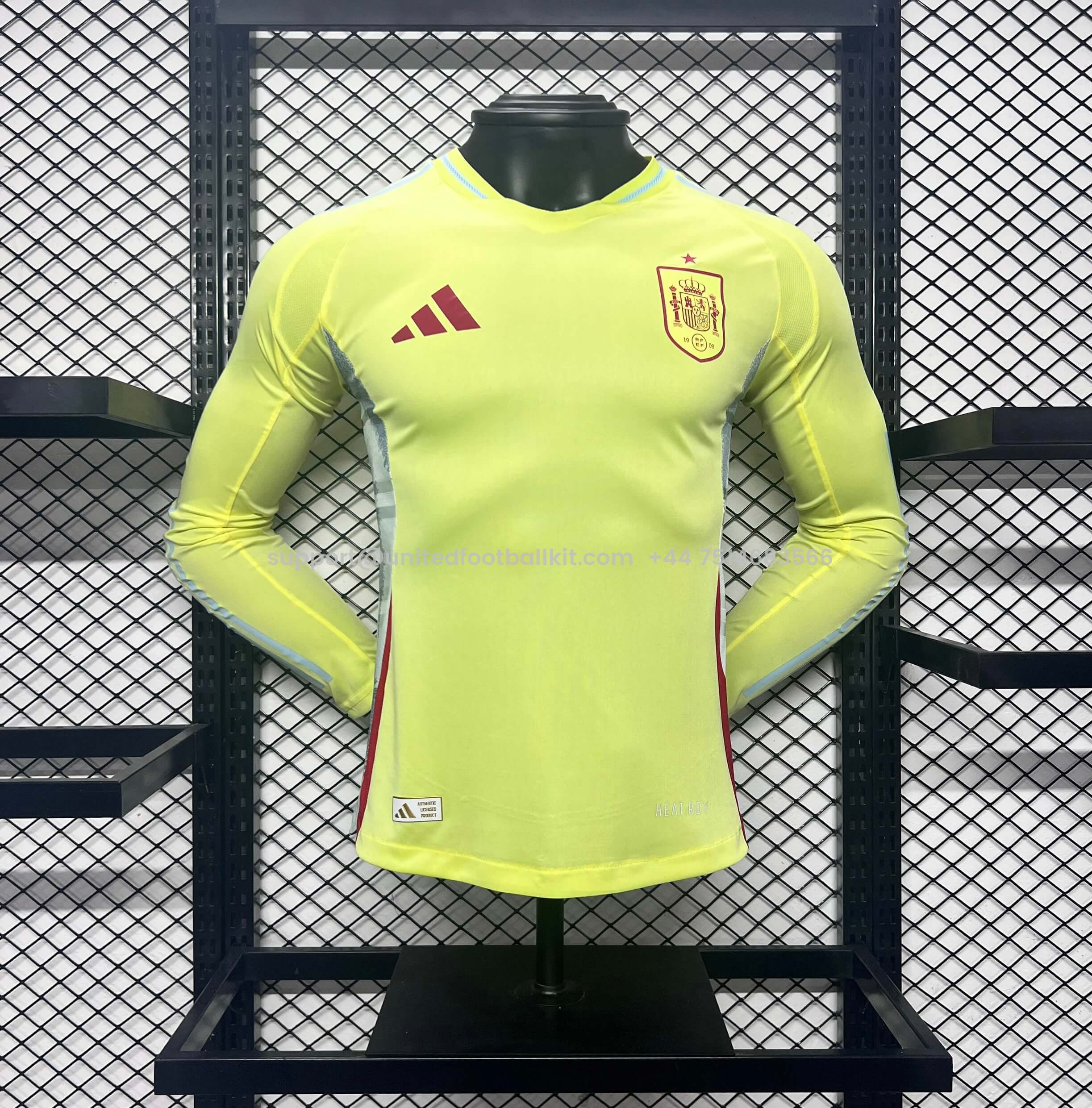 Unitedfootballkit.com | Spain 2024 Away Long Sleeve Jersey - Player Version -Customize Name, Number and Patch | Worldwide Shipping