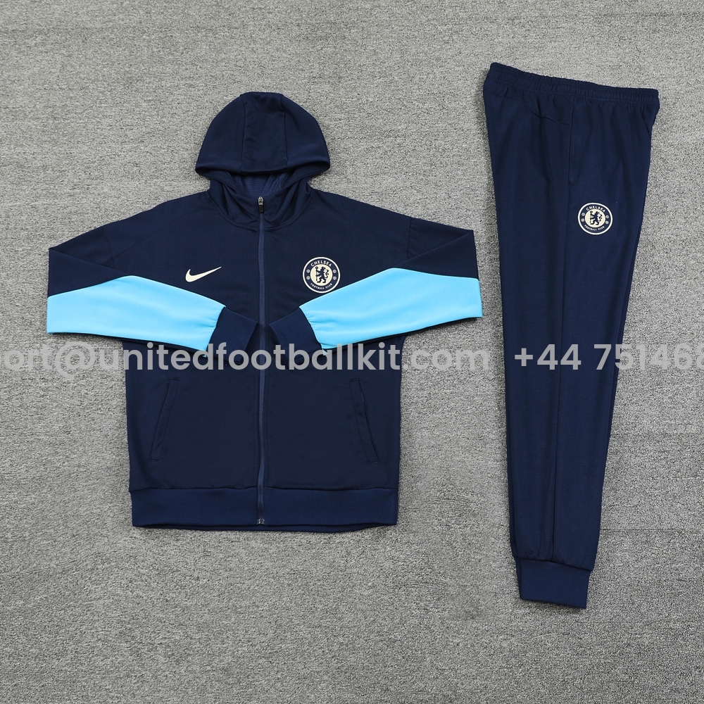 Unitedfootballkit.com | C.H.E.L.S.E.A 24-25 Jacket Training Tracksuit - Deep Blue -Customize Name, Number and Patch | Worldwide Shipping