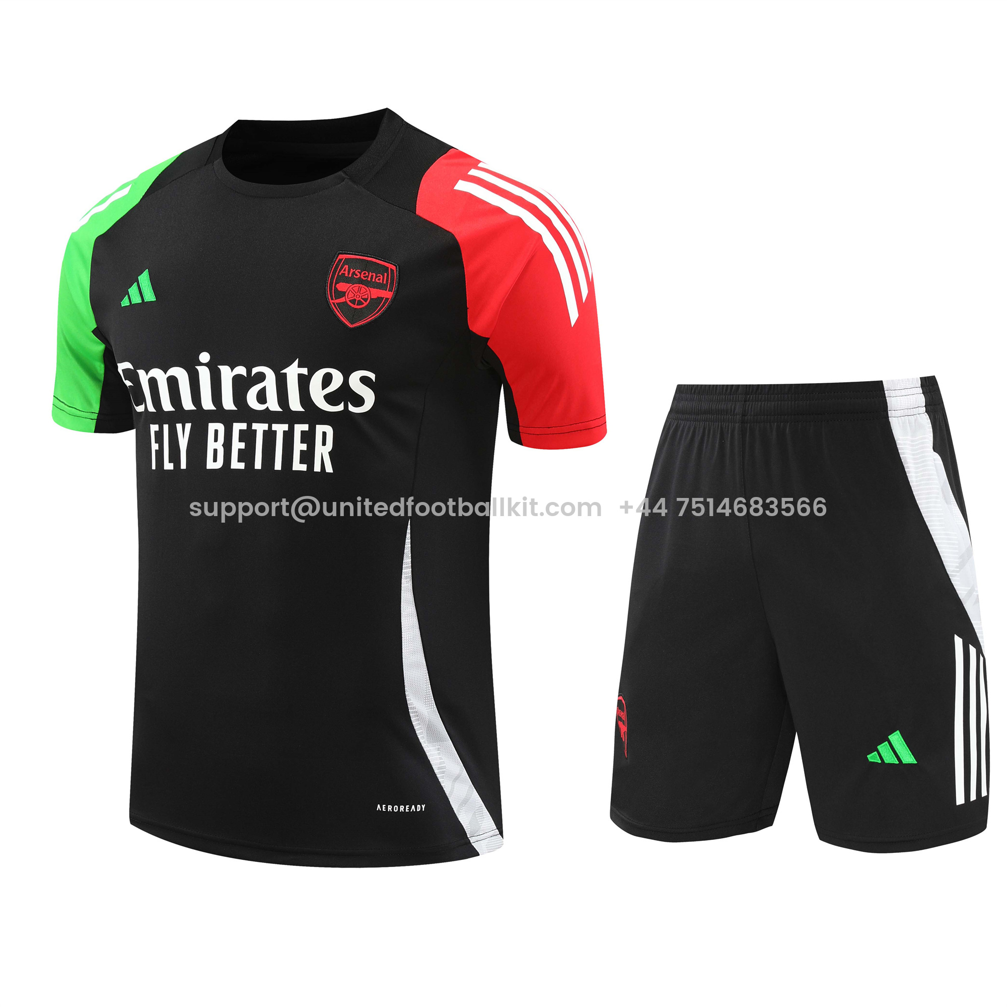Unitedfootballkit.com | Arsenal 24-25 Short-Sleeve Training Set - Black -Customize Name, Number and Patch | Worldwide Shipping