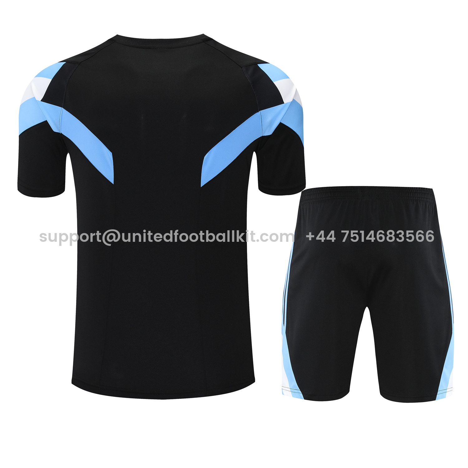 Unitedfootballkit.com | Argentina 25-26 Short-Sleeve Training Set - Blue Stripes Black Top & Black Shorts -Customize Name, Number and Patch | Worldwide Shipping