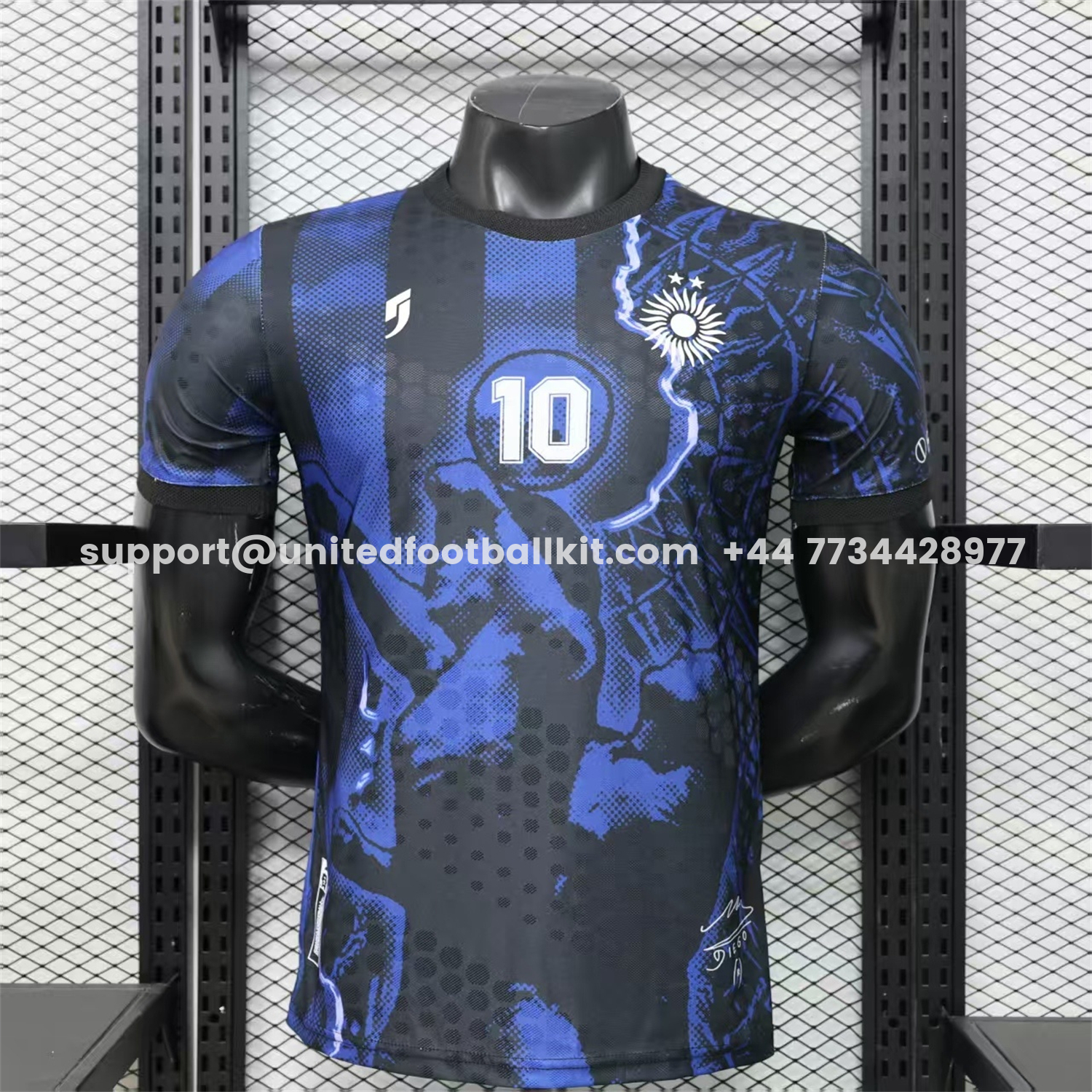 Unitedfootballkit.com | Argentina 2026 Blue Maradona Special Kit - Player Version -Customize Name, Number and Patch | Worldwide Shipping