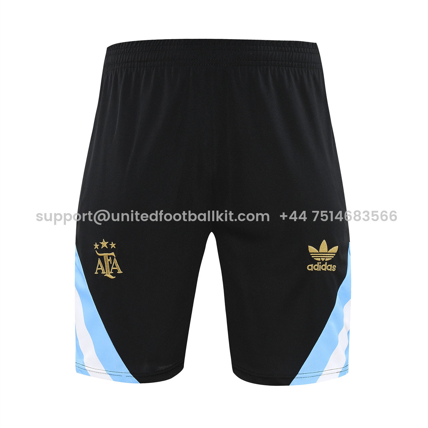 Unitedfootballkit.com | Argentina 25-26 Short-Sleeve Training Set - Blue Stripes Black Top & Black Shorts -Customize Name, Number and Patch | Worldwide Shipping