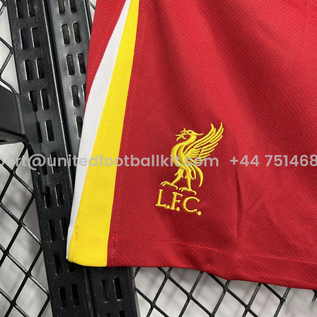 Unitedfootballkit.com | Liver.pool 24-25 Home Stadium Shorts - Fans Version -Customize Name, Number and Patch | Worldwide Shipping