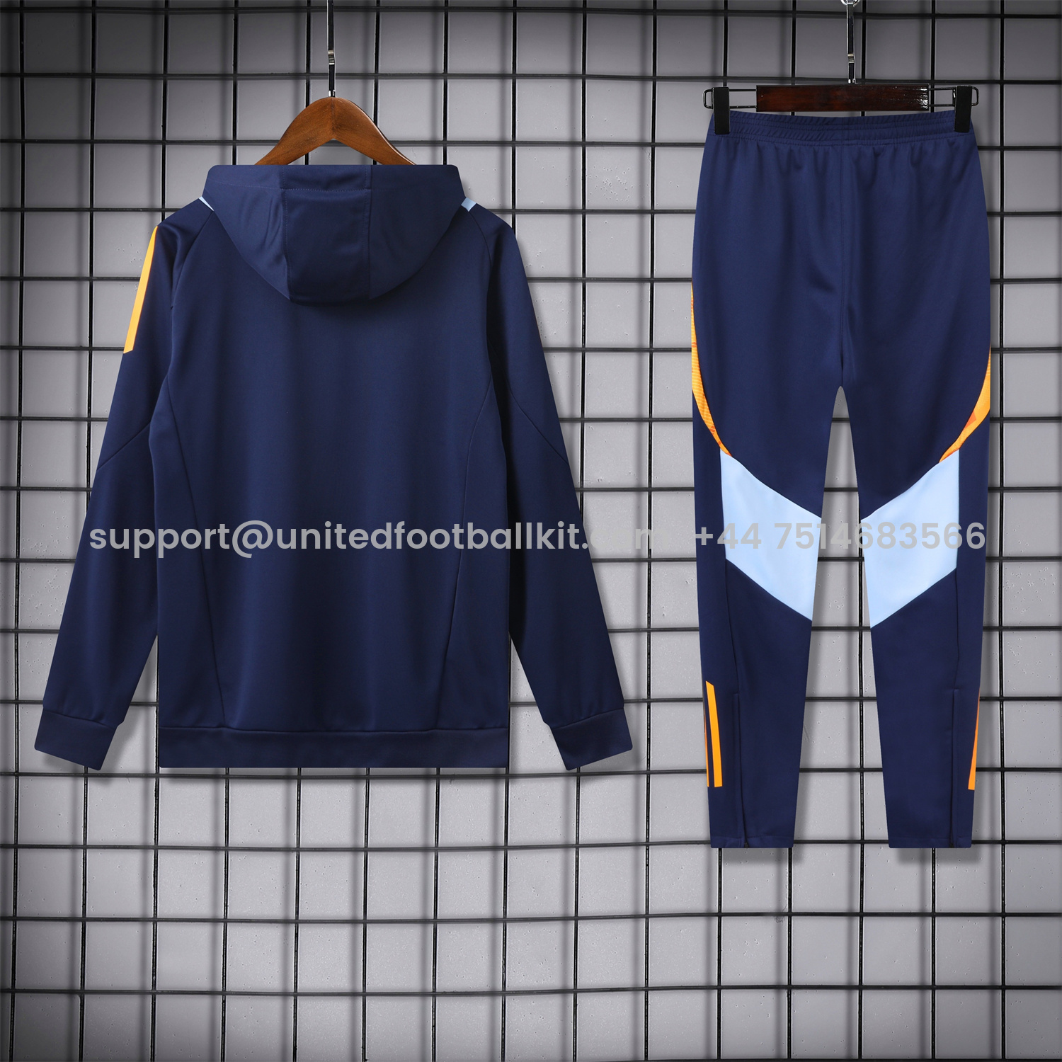 Unitedfootballkit.com | Real Madrid 24-25 Training Hoodie Set - Royal Blue Hoodie and Pants -Customize Name, Number and Patch | Worldwide Shipping