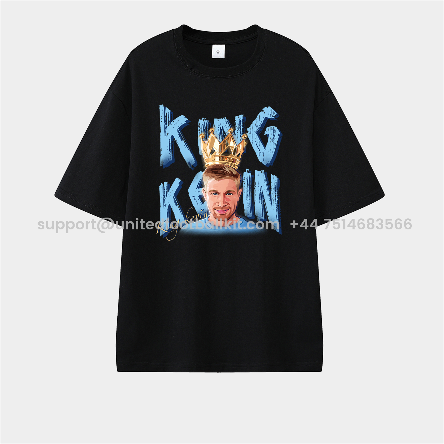 Unitedfootballkit.com | Manchester City King Kevin De Bruyne Unisex Pure Cotton T-shirt -Customize Name, Number and Patch | Worldwide Shipping