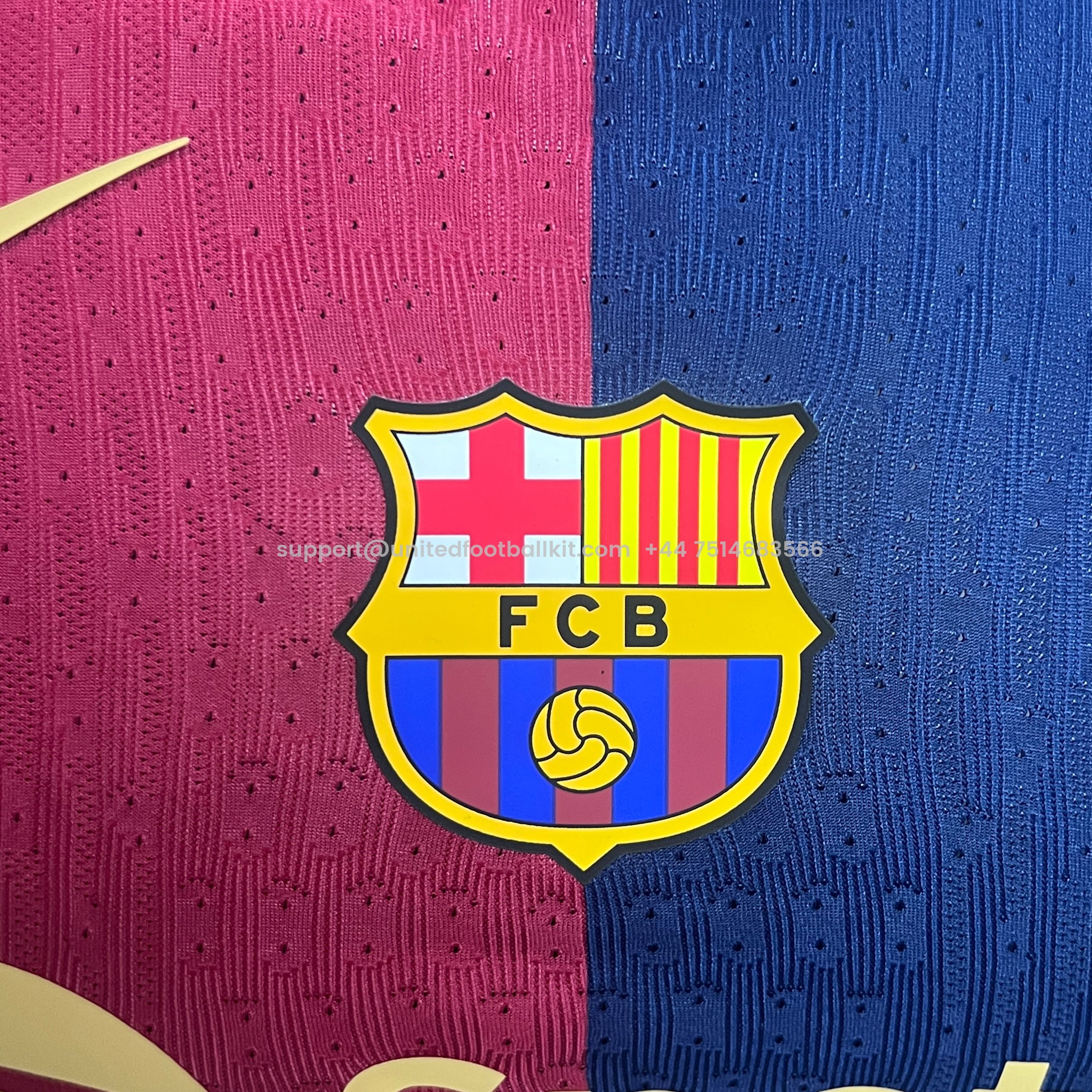 Unitedfootballkit.com | Barcelona 24-25 Home Long Sleeve Jersey - Player Version -Customize Name, Number and Patch | Worldwide Shipping