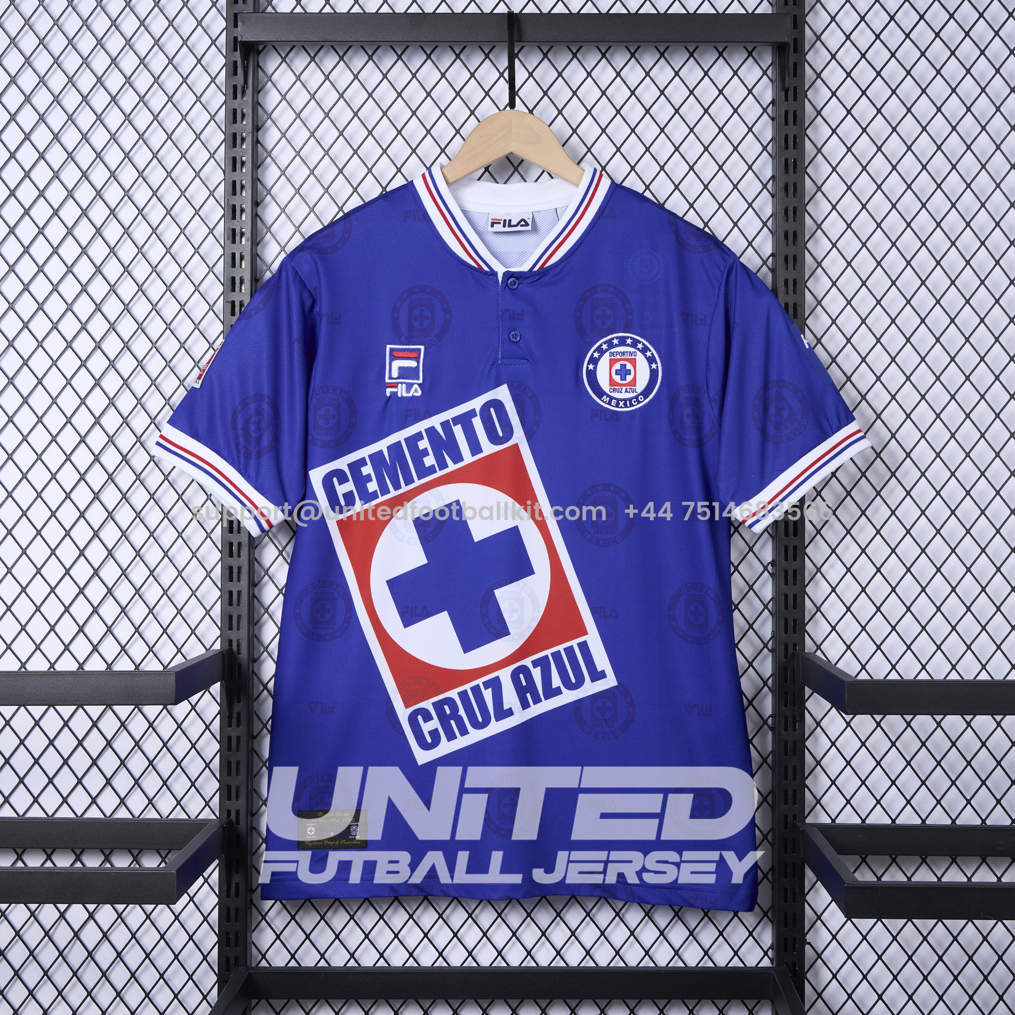 Unitedfootballkit.com | Retro Cruz Azul 1998-99 Home Stadium Jersey - Fans Version -Customize Name, Number and Patch | Worldwide Shipping