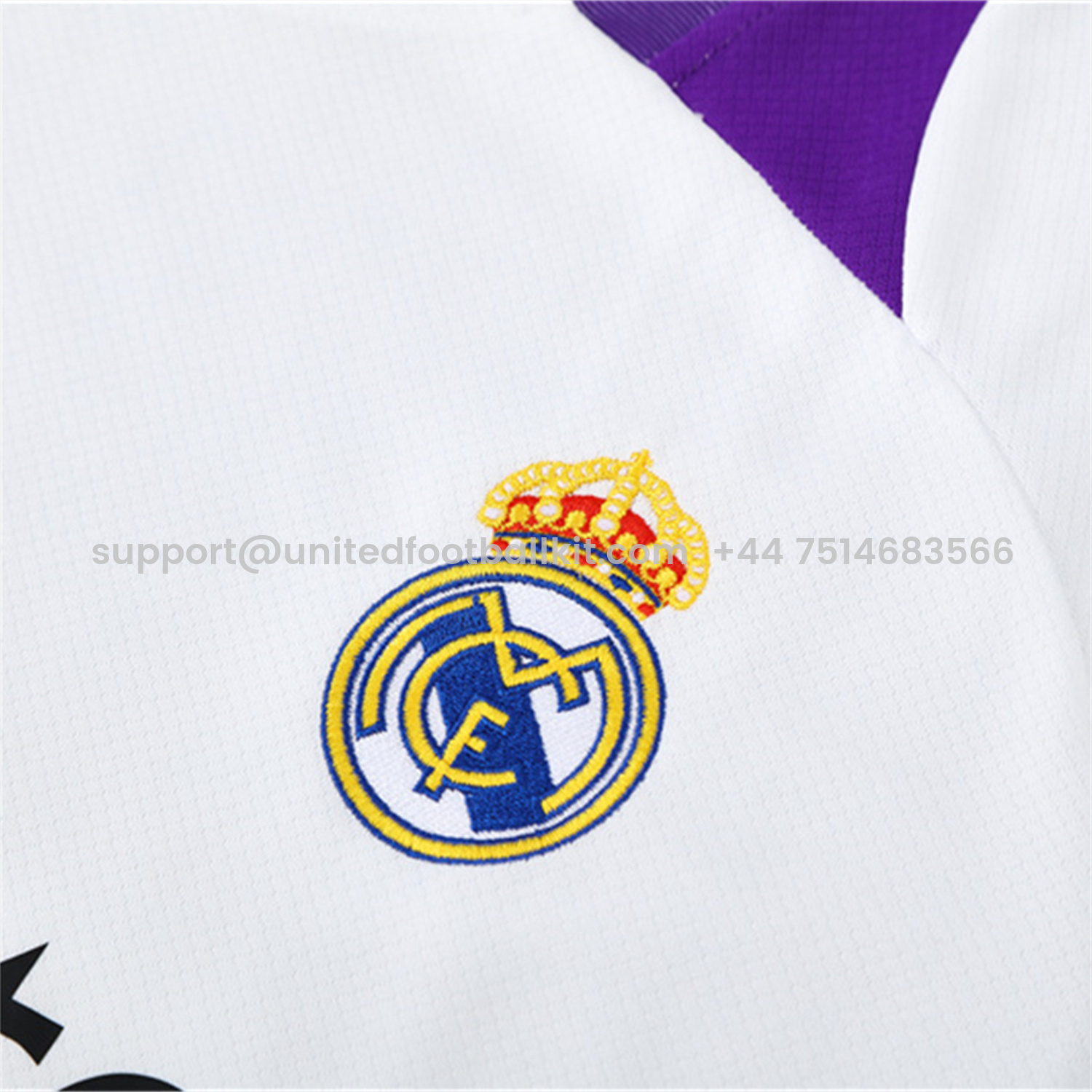 Unitedfootballkit.com | Real Madrid 24-25 Short-Sleeve Kids Training Set - White with Purple -Customize Name, Number and Patch | Worldwide Shipping