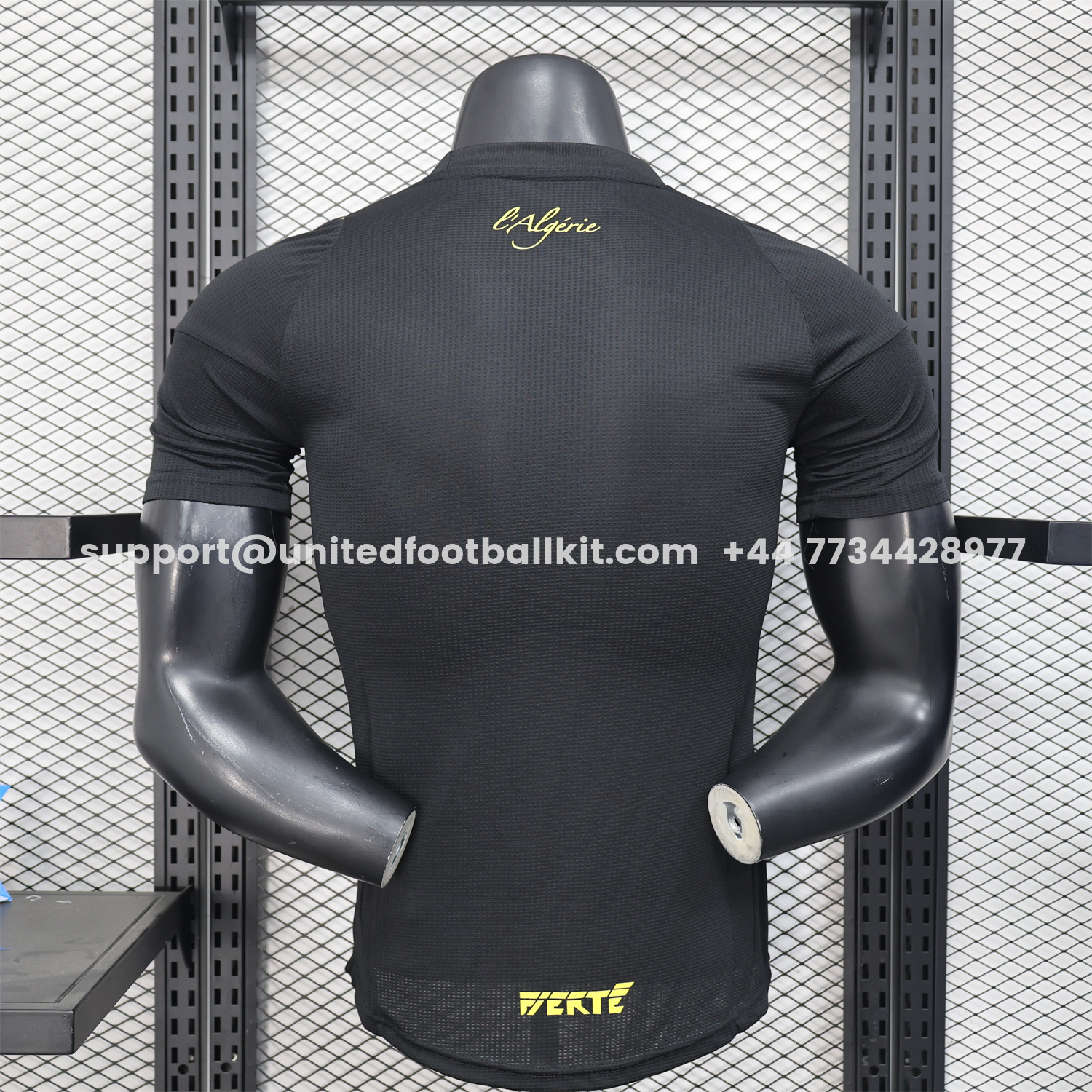 Unitedfootballkit.com | Algeria 25-26 Pure Black Jersey with Yellow Line - Player Version -Customize Name, Number and Patch | Worldwide Shipping