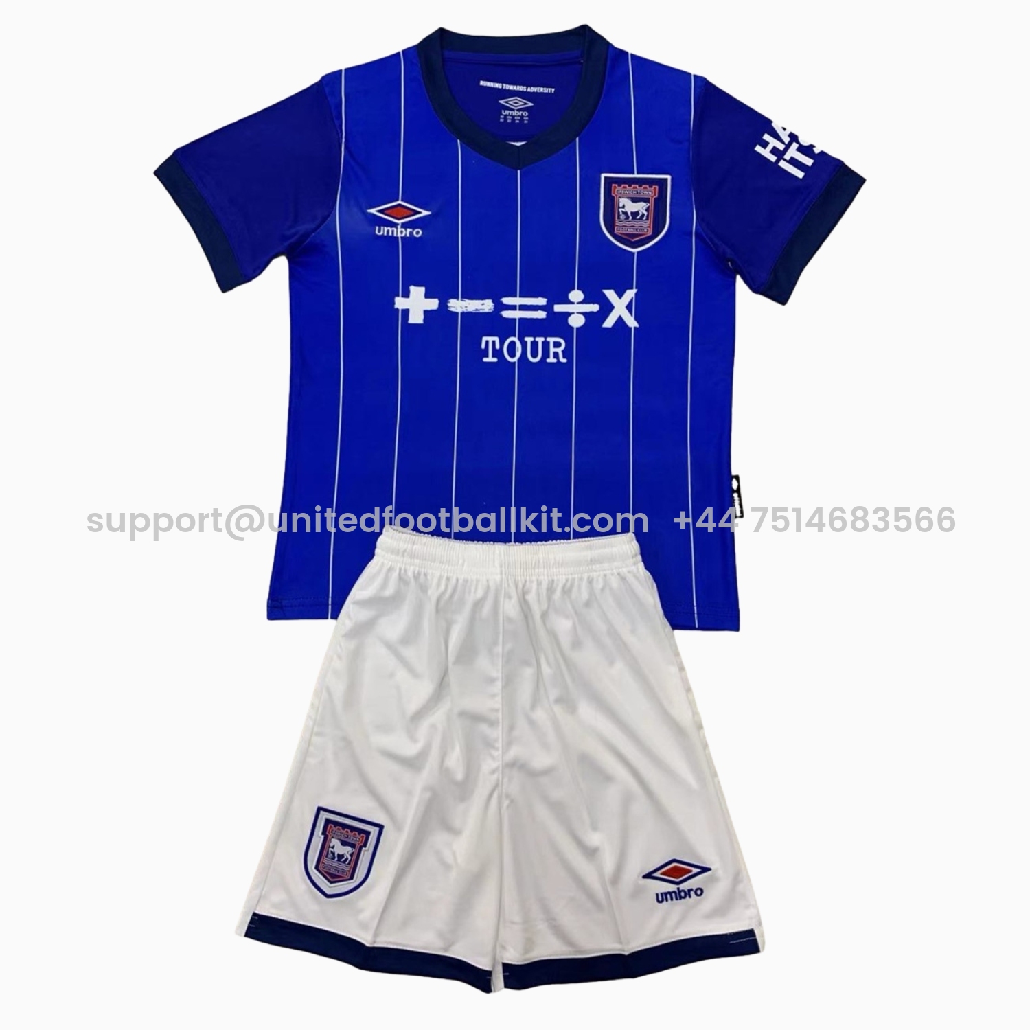 Unitedfootballkit.com | Ipswich Town 24-25 Home Men's Adult Jersey Set - Fans Version -Customize Name, Number and Patch | Worldwide Shipping