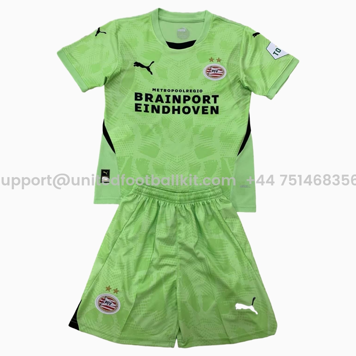 Unitedfootballkit.com | PSV Eindhoven 24-25 Light Green Goalkeeper Men's Adult Jersey Set - Fans Version -Customize Name, Number and Patch | Worldwide Shipping