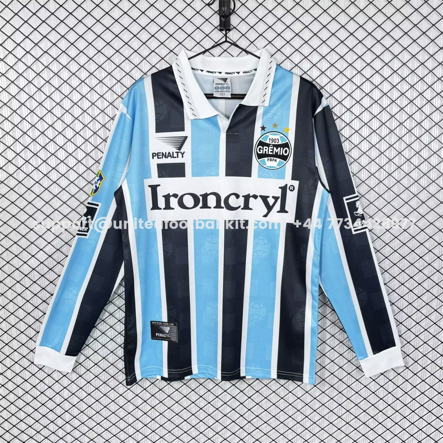 Unitedfootballkit.com | Retro Gremio 1997 Home Long Sleeves Jersey - Fans Version -Customize Name, Number and Patch | Worldwide Shipping