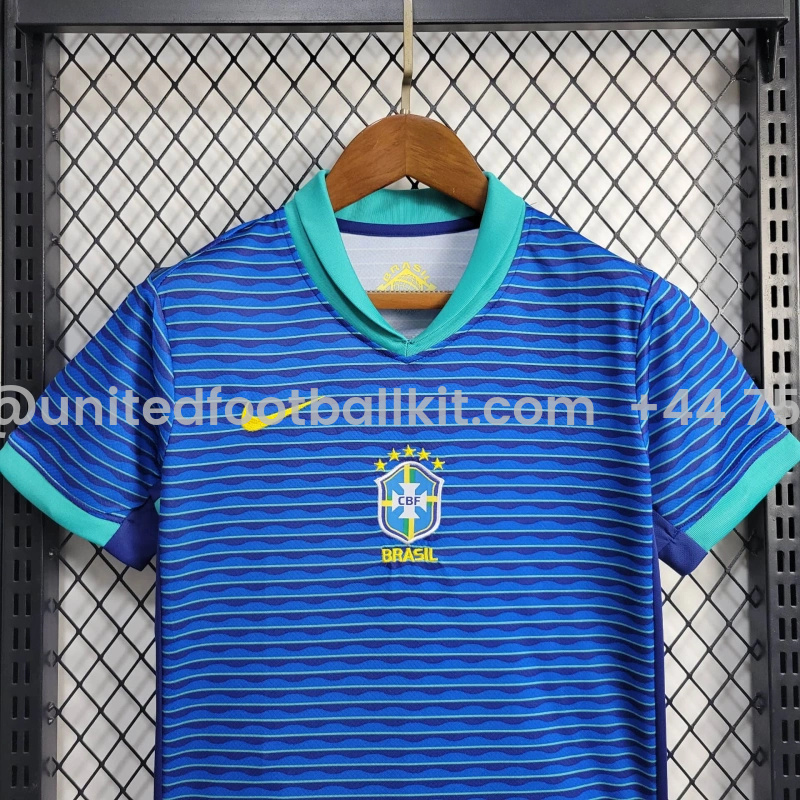 Unitedfootballkit.com | Brazil 2024 Away Stadium Kids Kit -Customize Name, Number and Patch | Worldwide Shipping