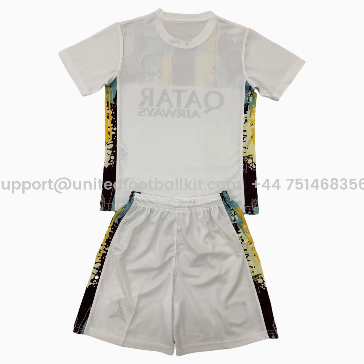 Unitedfootballkit.com | Paris Saint-Germain PSG 24-25 JD White Special Edition Kids Kit -Customize Name, Number and Patch | Worldwide Shipping