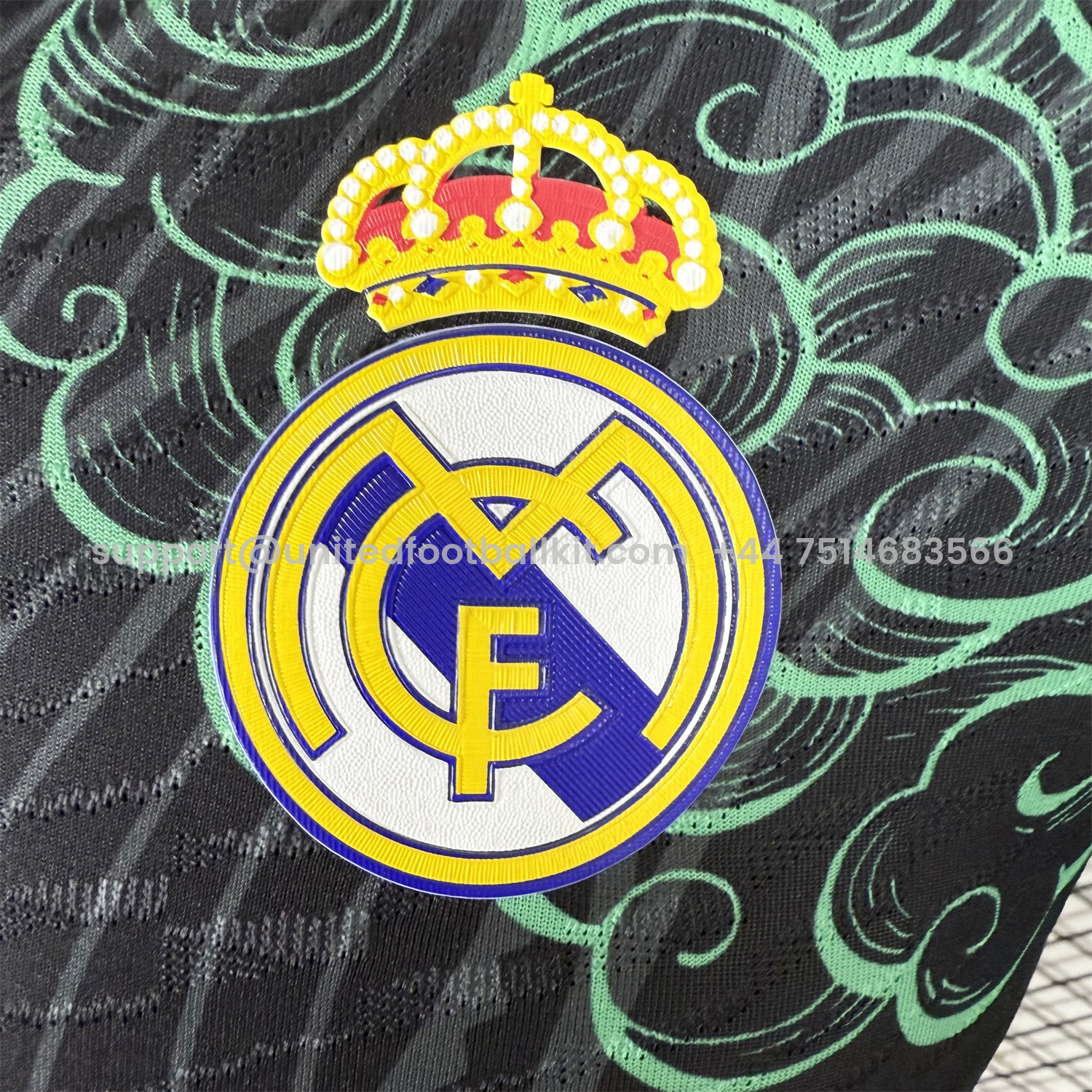 Unitedfootballkit.com | Real Madrid 25-26 Green Dragon Soars Black Jersey - Player Version -Customize Name, Number and Patch | Worldwide Shipping