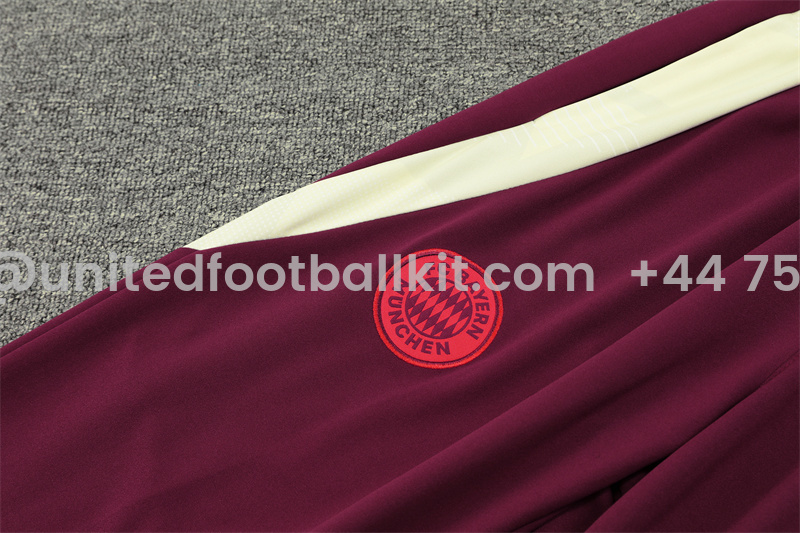 Unitedfootballkit.com | Bayern Munich 24-25 Long Sleeve Training Set - White & Red -Customize Name, Number and Patch | Worldwide Shipping