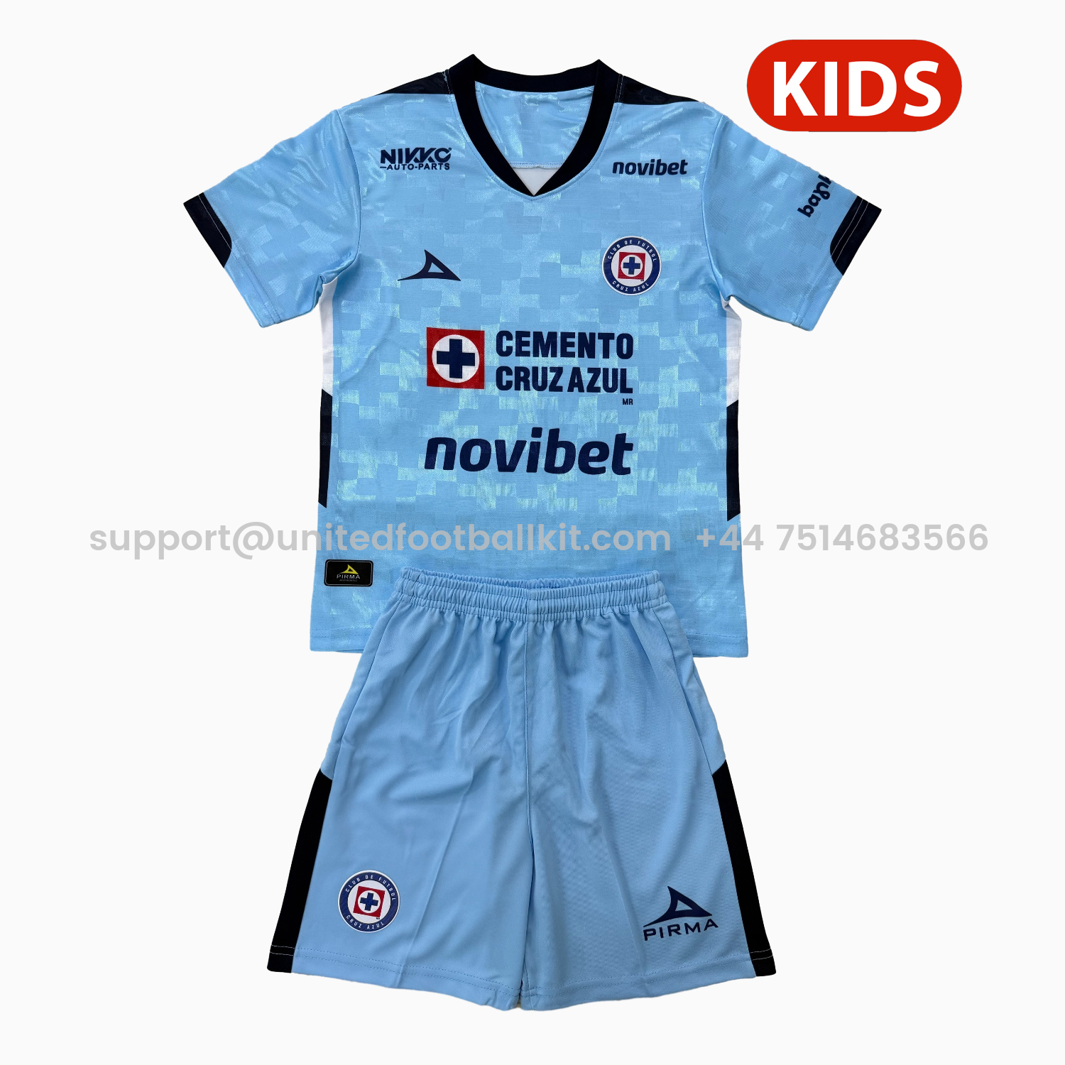 Unitedfootballkit.com | Cruz Azul 25-26 Blue Goalkeeper Kids Kit -Customize Name, Number and Patch | Worldwide Shipping
