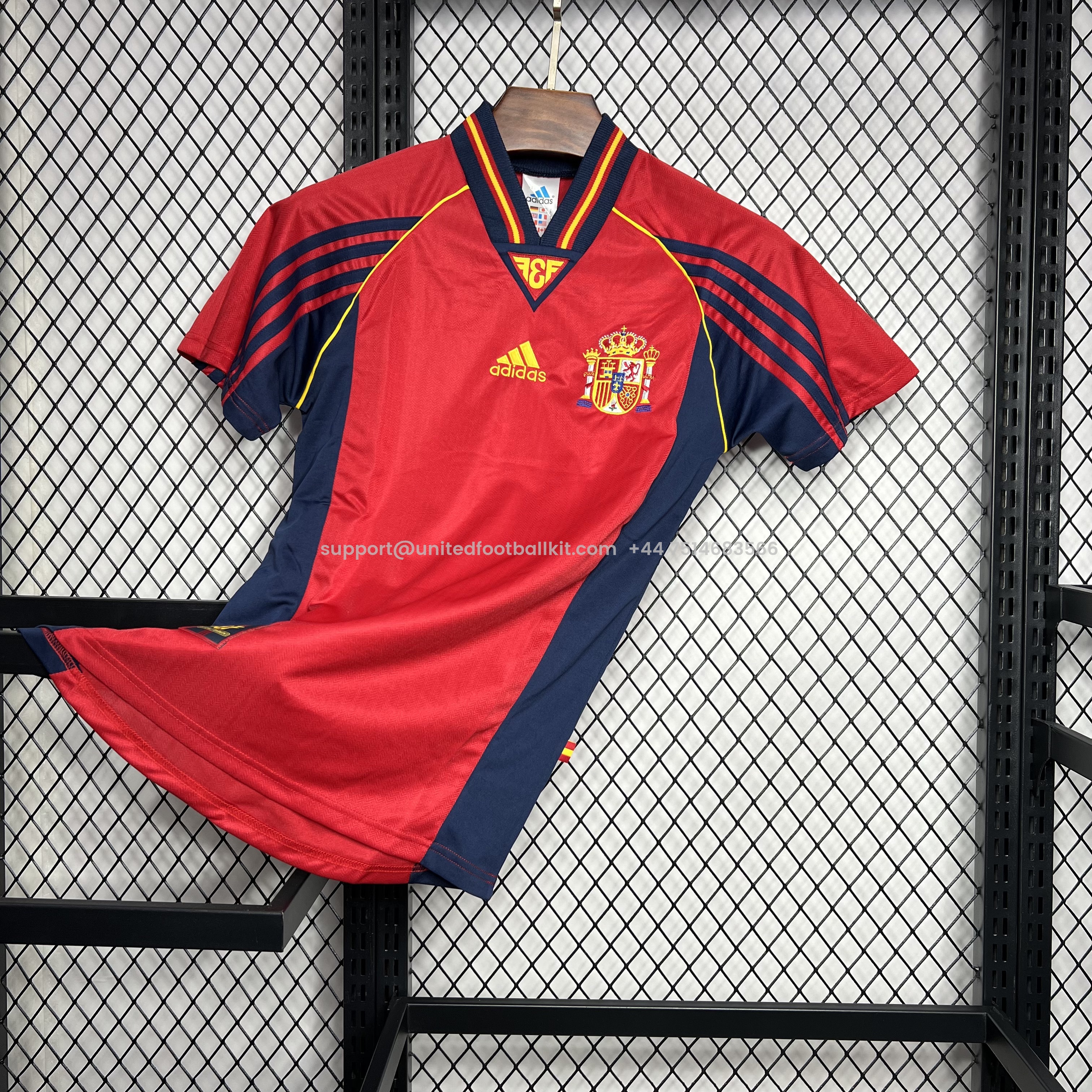 Unitedfootballkit.com | Retro Spain 1998 Home Stadium Jersey -Customize Name, Number and Patch | Worldwide Shipping
