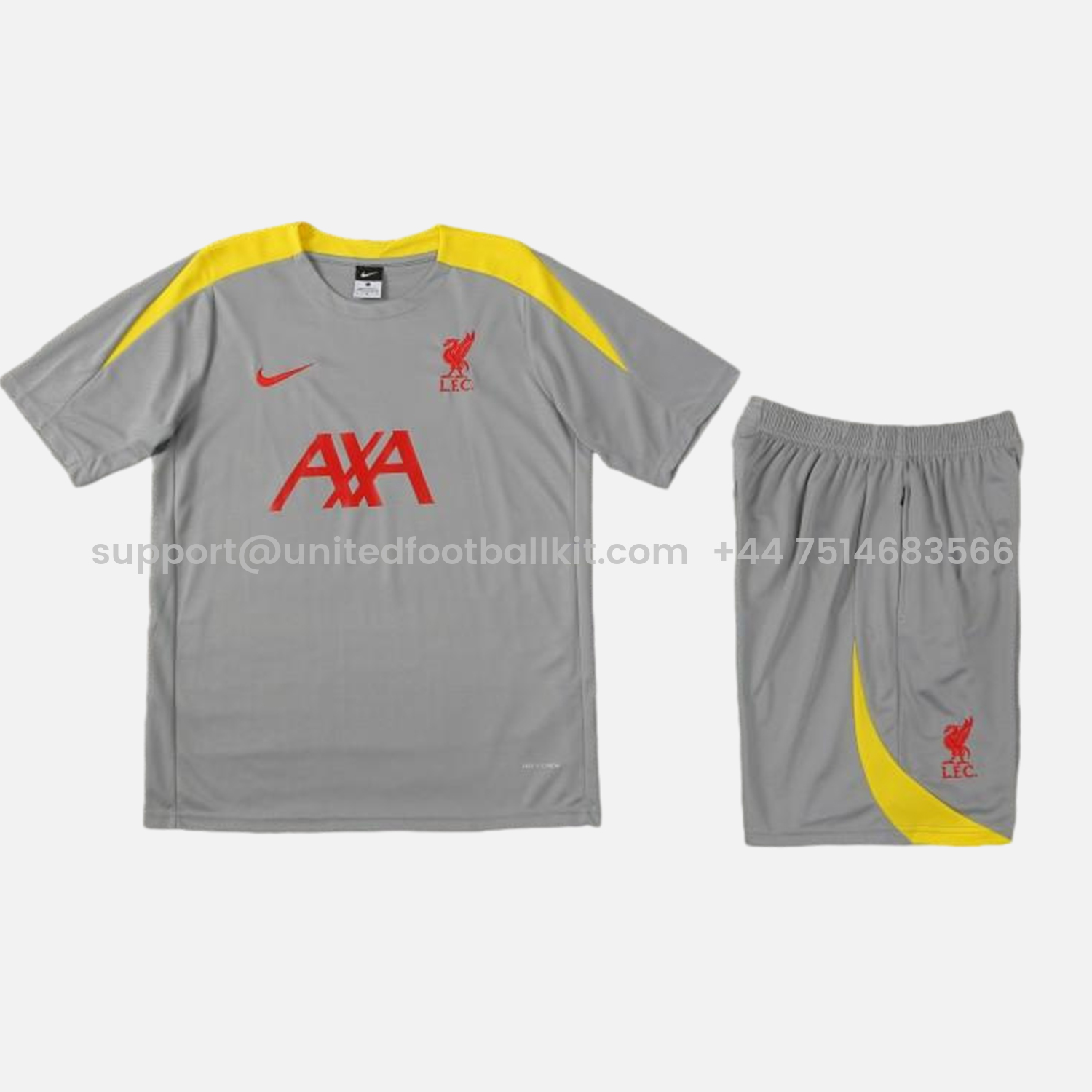 Unitedfootballkit.com | Liver.pool 24-25 Short-Sleeve Training Set - Grey -Customize Name, Number and Patch | Worldwide Shipping